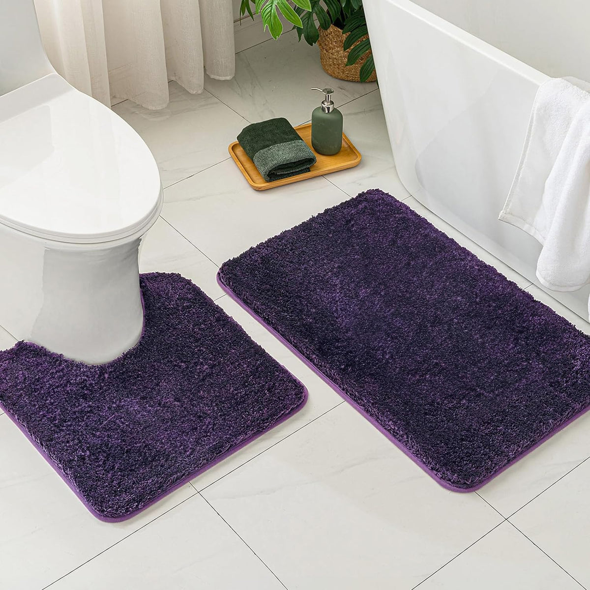 Miulee Bathroom Rugs Sets 2 Piece Including U Shaped Toilet Rug - Soft Absorbent Bath Mats With Non Slip Rubber Backside For Bat