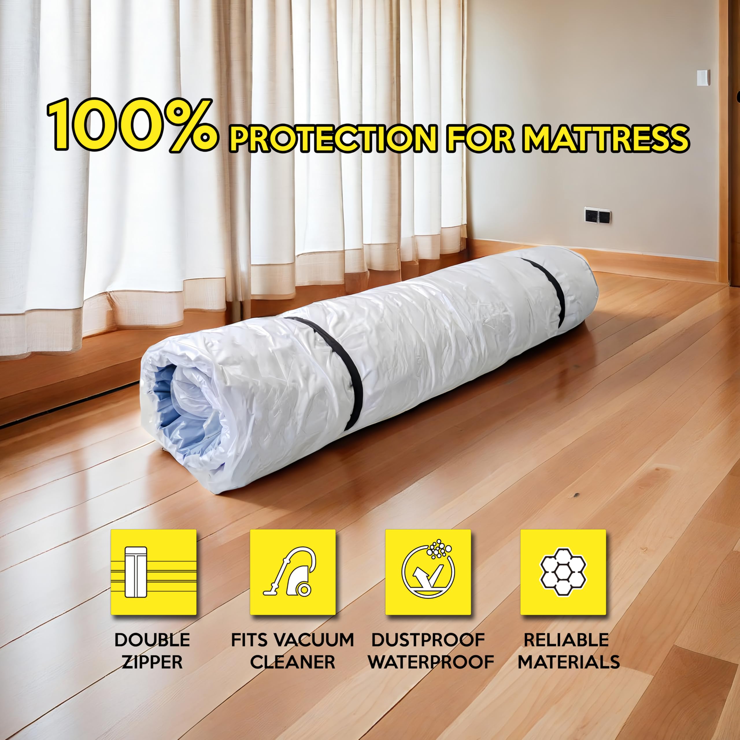 Workkool Vacuum Mattress Bag For Moving, Vacuum Sealed Bags For Mattress Storage, Mattress Compression Bag, Foam And Latex Mattr