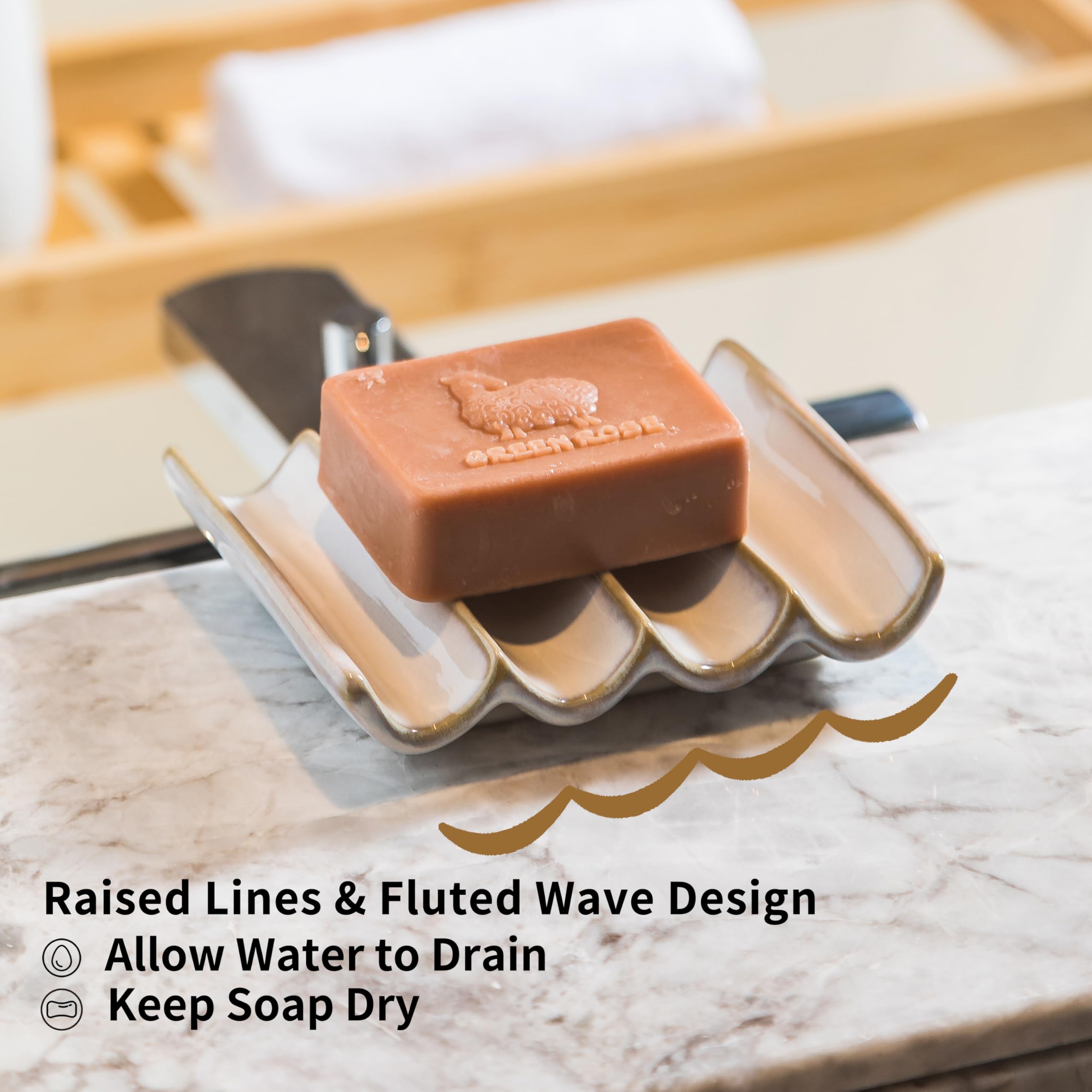 Cormomu Soap Dish With Self Drain Fluted Design, Bar Soap Holder For Bathroom, Japanese Soap Tray For Shower, Bathroom And Kitch