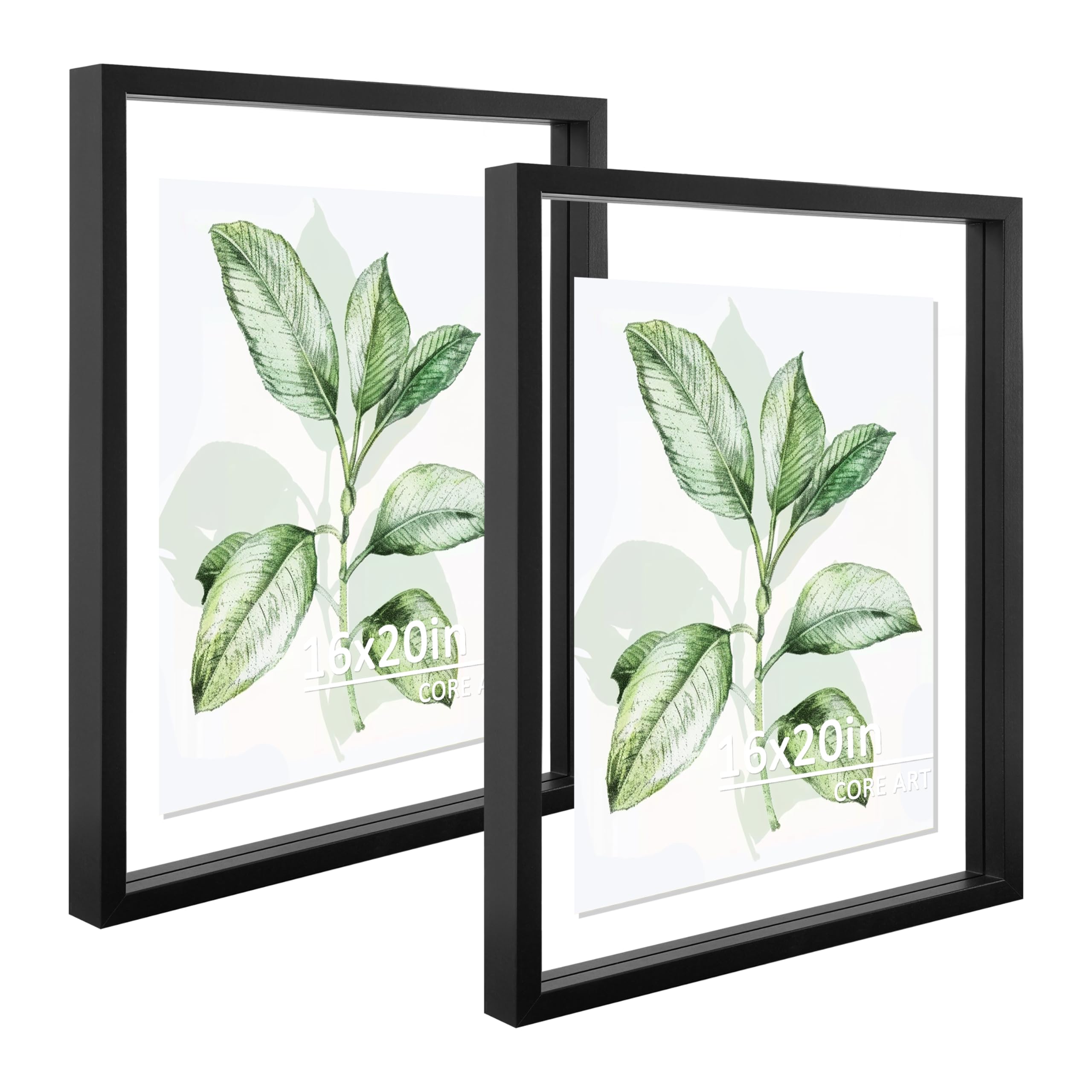 CORE ART 16x20 Floating Picture Frame Set of 2,Double Plexglass Floating Frame for 11x14,12x16 Pictures,Wall or Tabletop Display