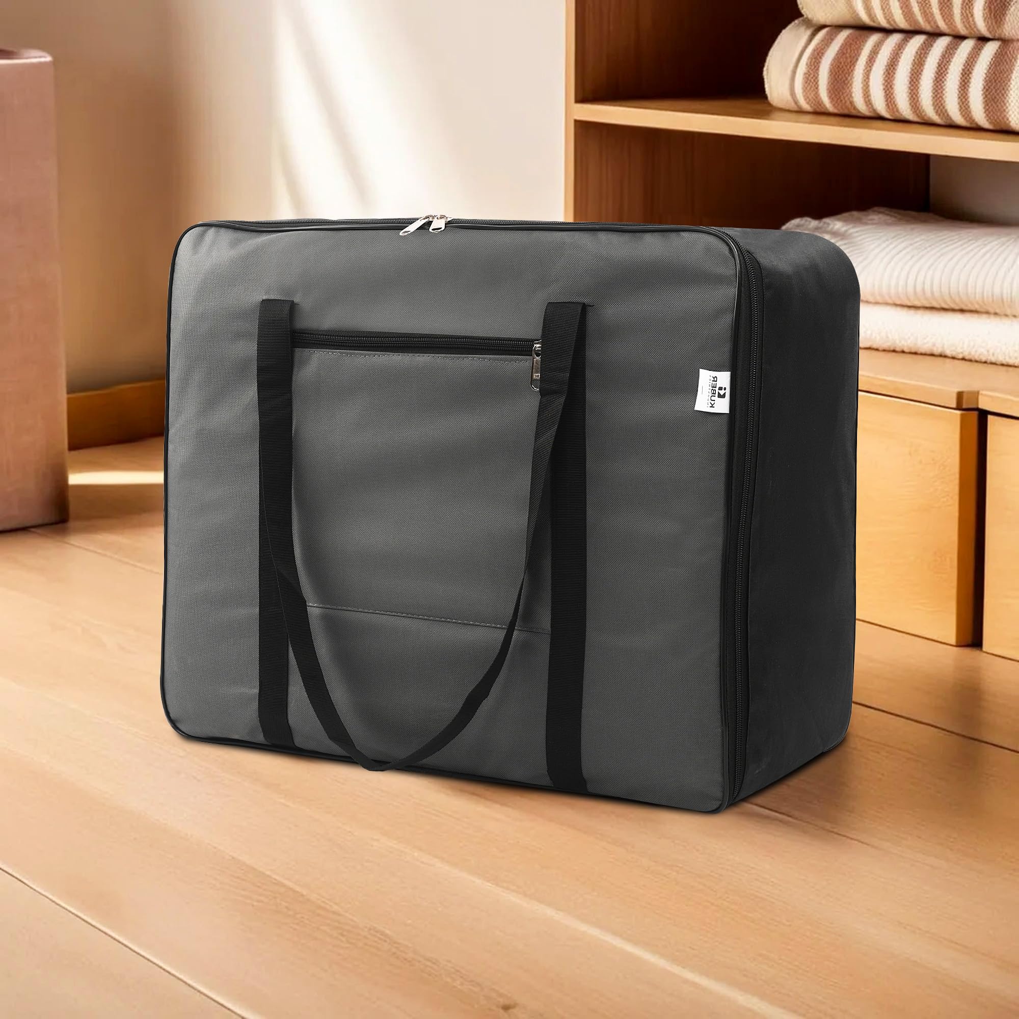 Kuber Industries Storage Bag | Clothes Storage Bag | Wardrobe Organizer For Blanket | Rexine Underbed Storage Bag | Foldable Att