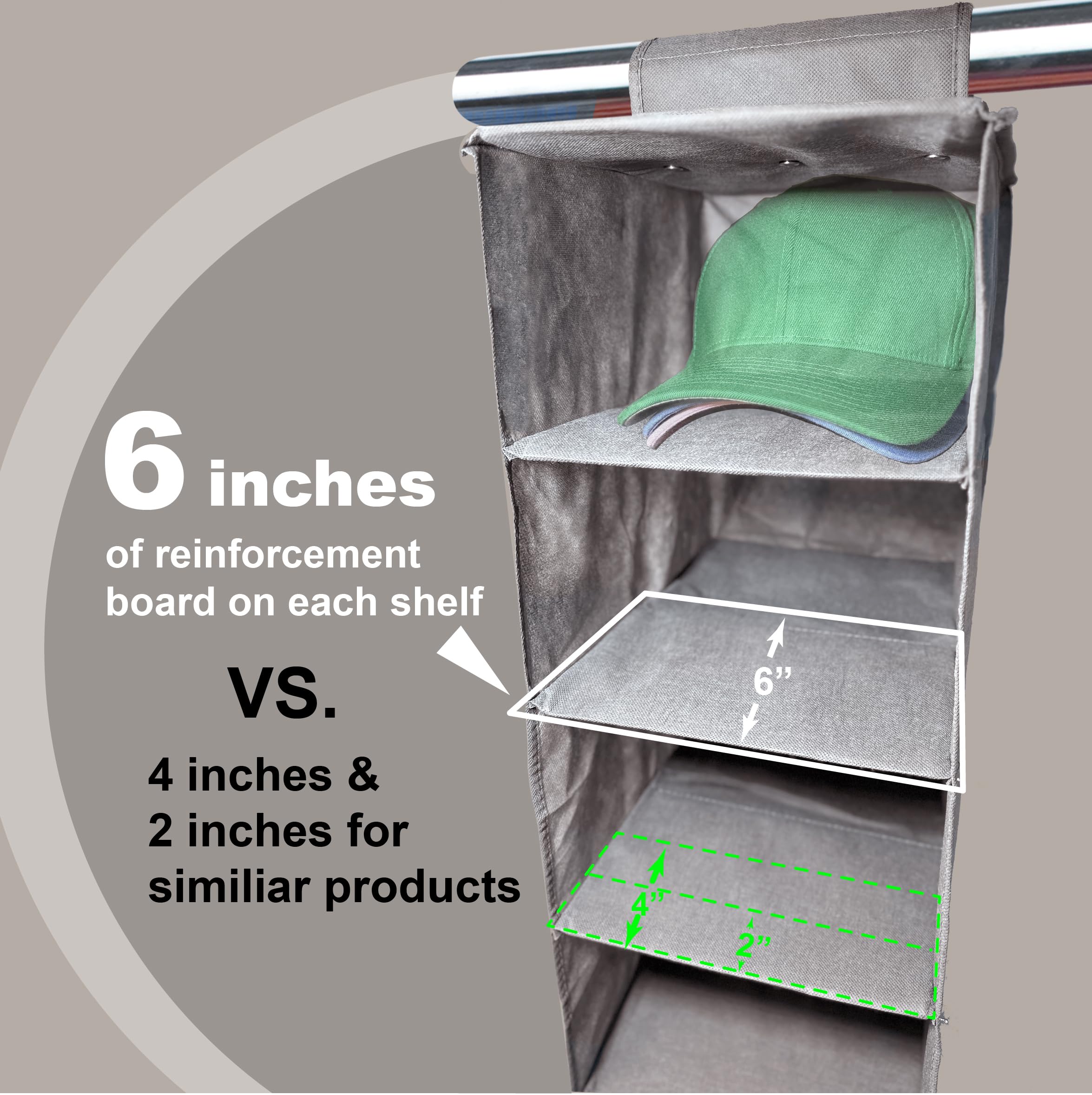 Perfect Curve 11-Pocket Closet Cap Organizer. 11 Shelf Hanging Closet Hat Organizer For Baseball Caps - Hat Storage For Up To 10