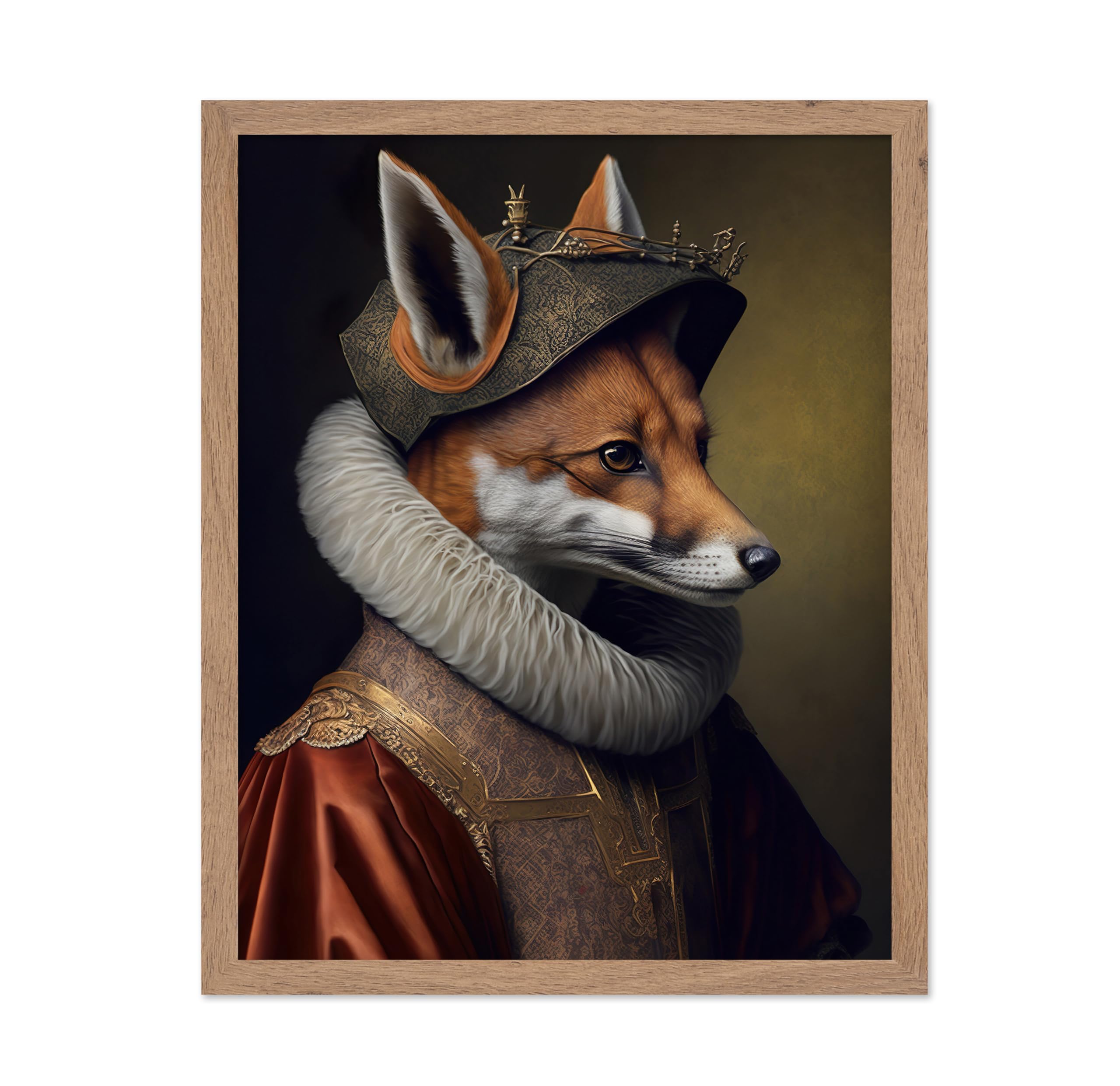 Poster Master Renaissance Animal Poster - Retro Funny Print - Gift for Artist, Friend - Aristocratic Fox, Renaissance, Formal At