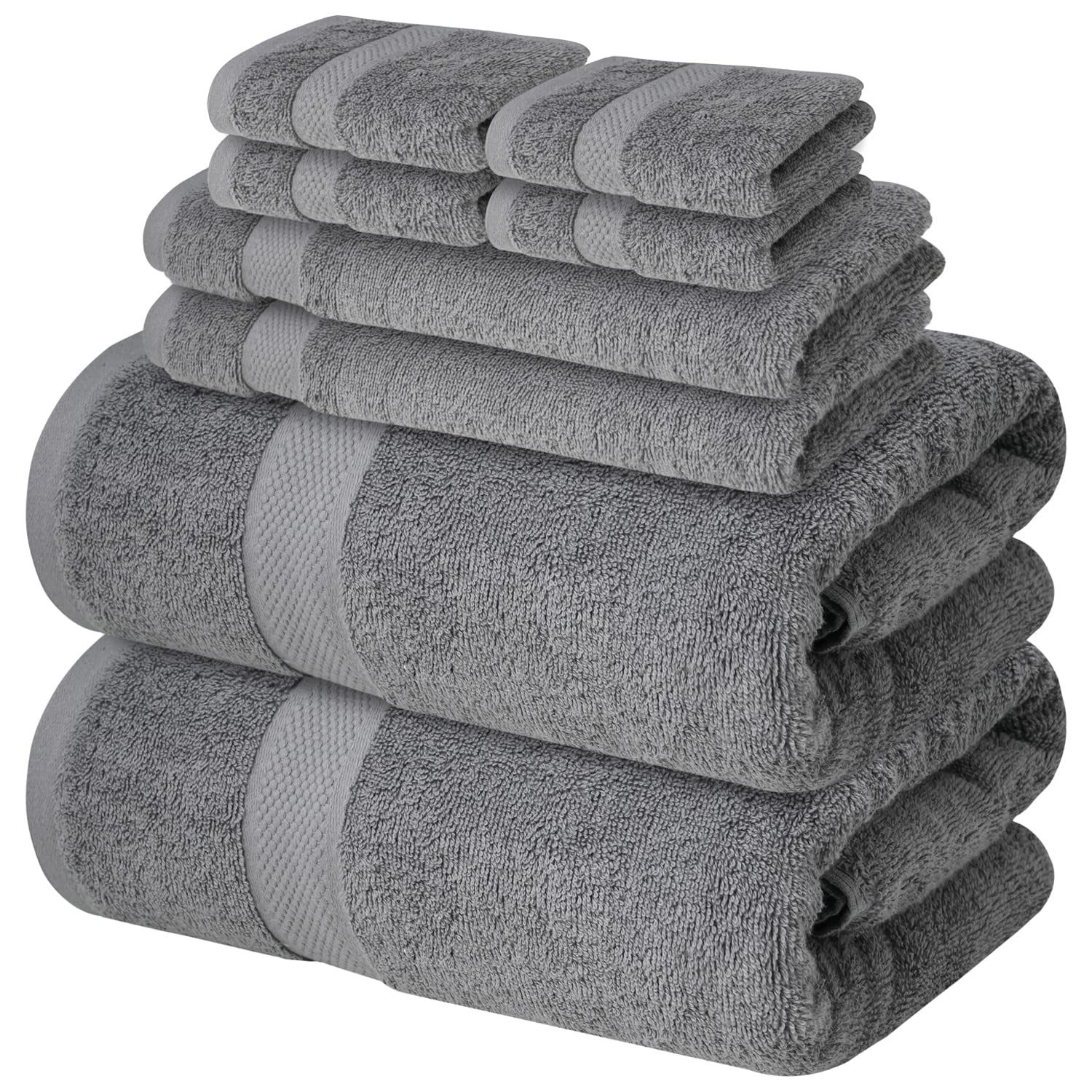 Infinitee Xclusives Premium Light Grey Bath Towel Set For Bathroom - [Pack Of 8] 100% Cotton Bathroom Towel Set - 2 Bath Towels,
