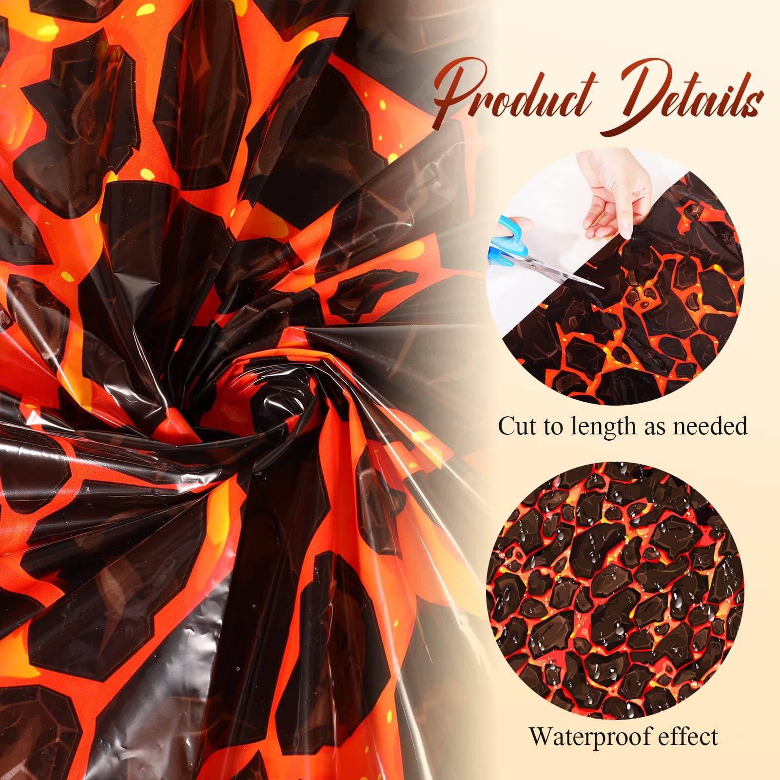 Pinkunn 24 Inch x 10 ft Plastic Hot Coals Runner Party Decorations Lava Themed Party Theme Tablecloth Runner Table Floor Cover f