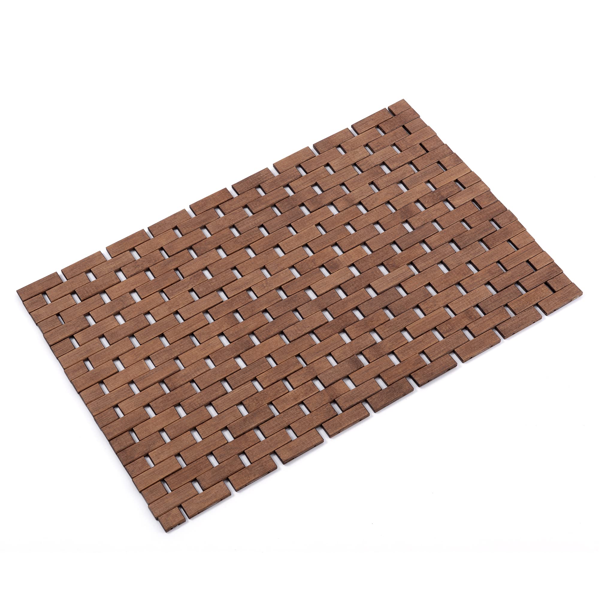 Fovlaurs Bamboo Bath Mat Bathroom Rugs Floor Wood Shower Bathtub Waterproof Non Slip Accessories 16X24 Inch Easy To Clean, Walnu