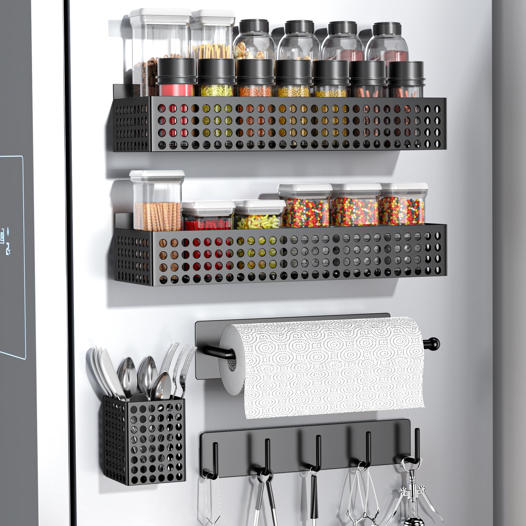 Toosci Magnetic Spice Rack For Refrigerator Set Of 5 For Kitchen