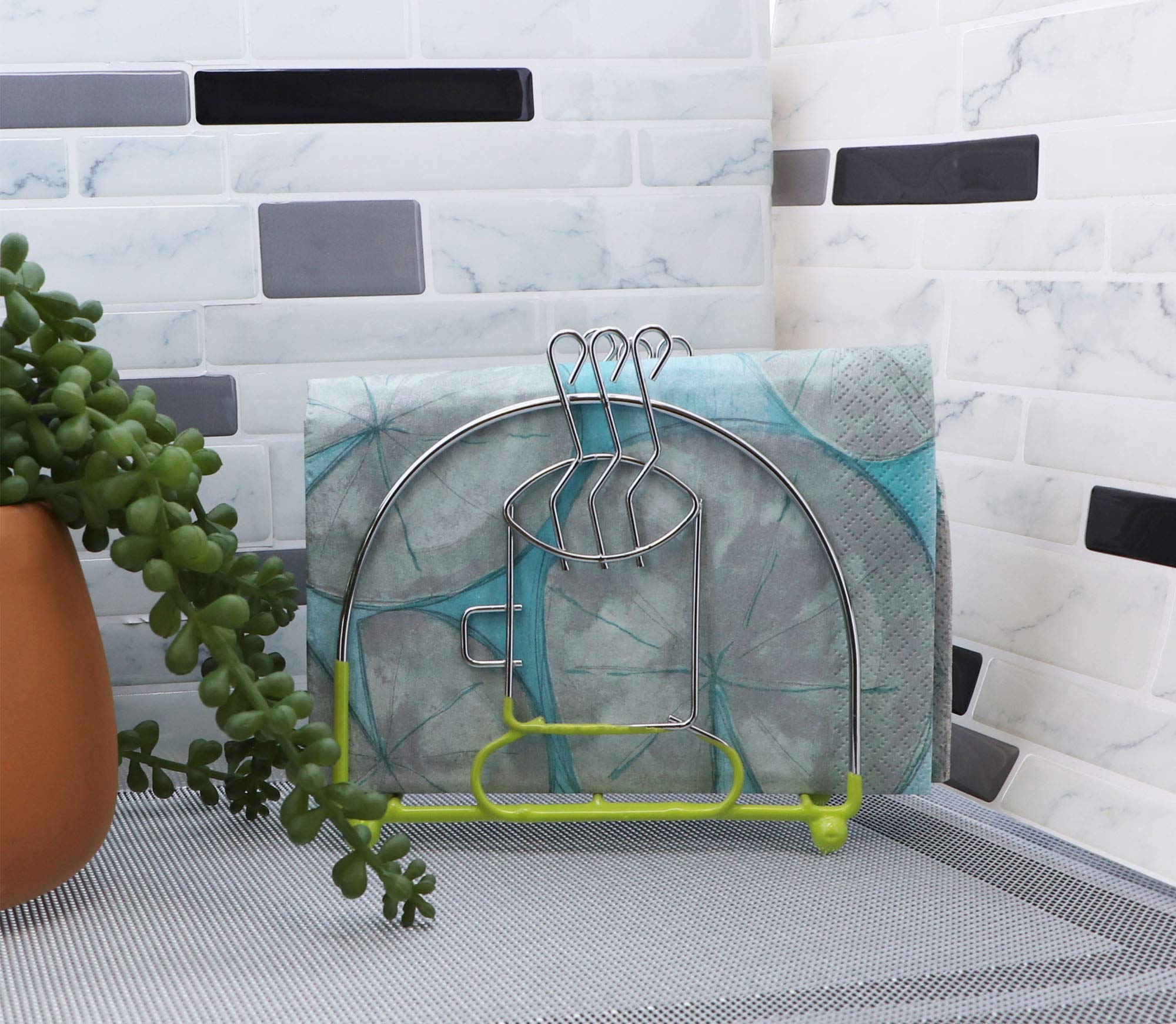 Wire Napkin Holder With Coffee Cup Kitchen D  Cor (Green)