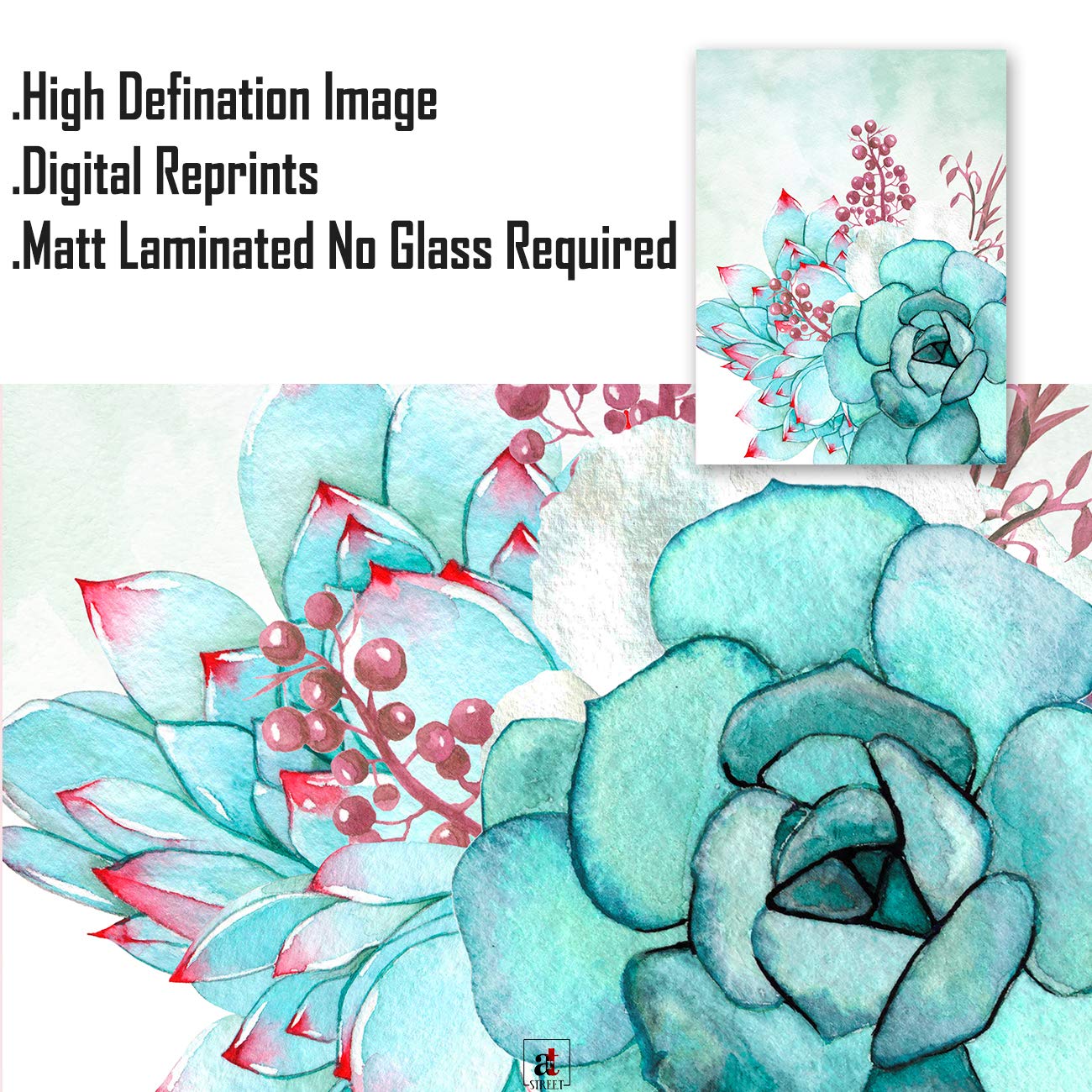 Painting Mantra Floral And Bird Framed Painting For Living Room Decoration, Black Frame (22X 47 Cm, 9X9 Inch) - Set Of 4