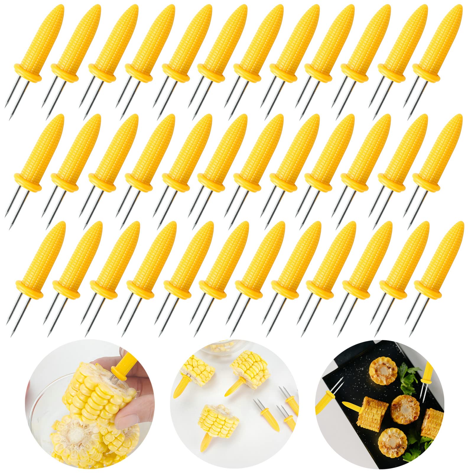 Peouwnes 36 Pack Stainless Steel Corn Holders, Corn On The Grill, Corn On The Cob Skewers, Double Fork Sweet Corn Seat, Home & B