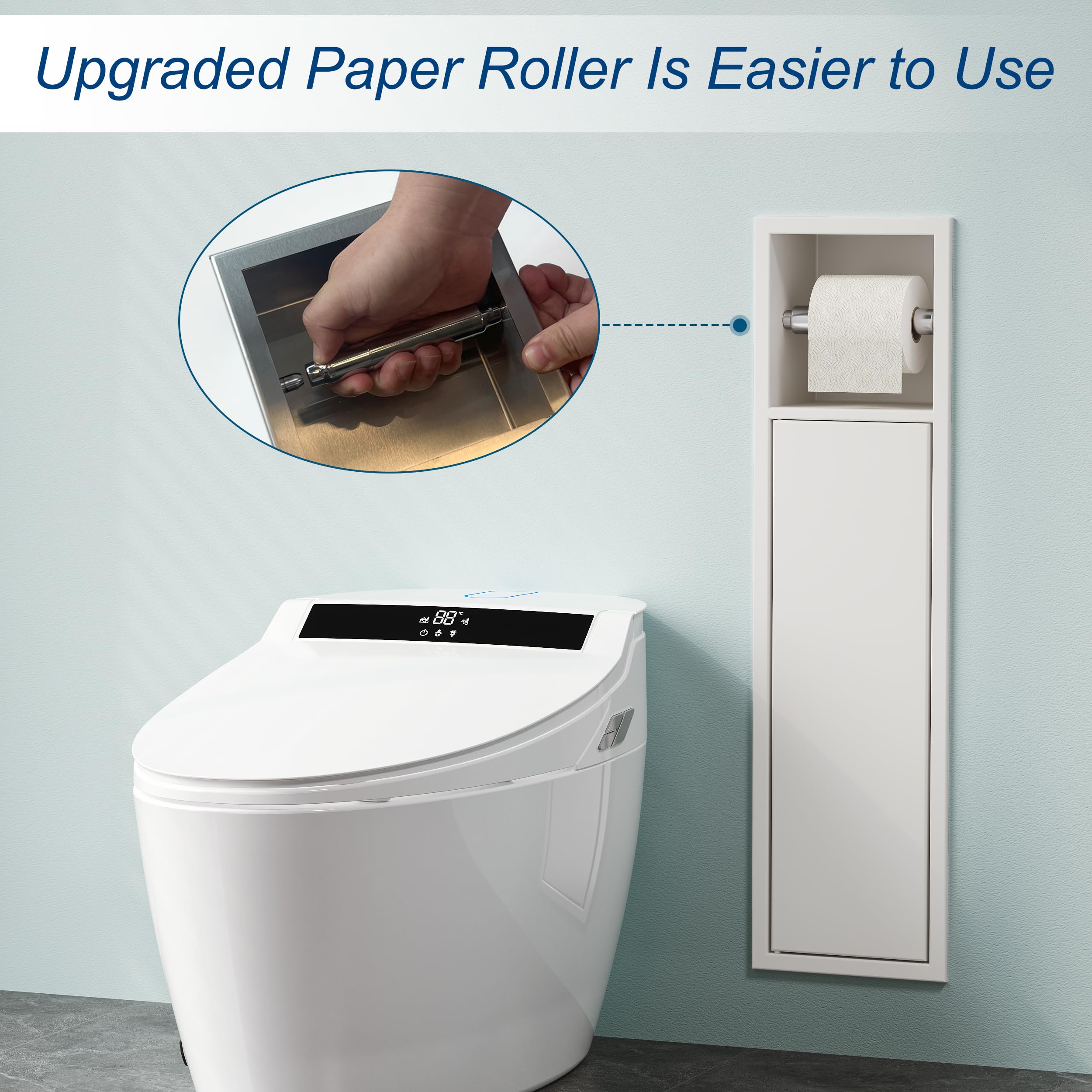 Neodrain Recessed Toilet Paper Holder, In Wall Toilet Paper Holder, 304 Stainless Steel Tissue Paper Holder With Dispense And St