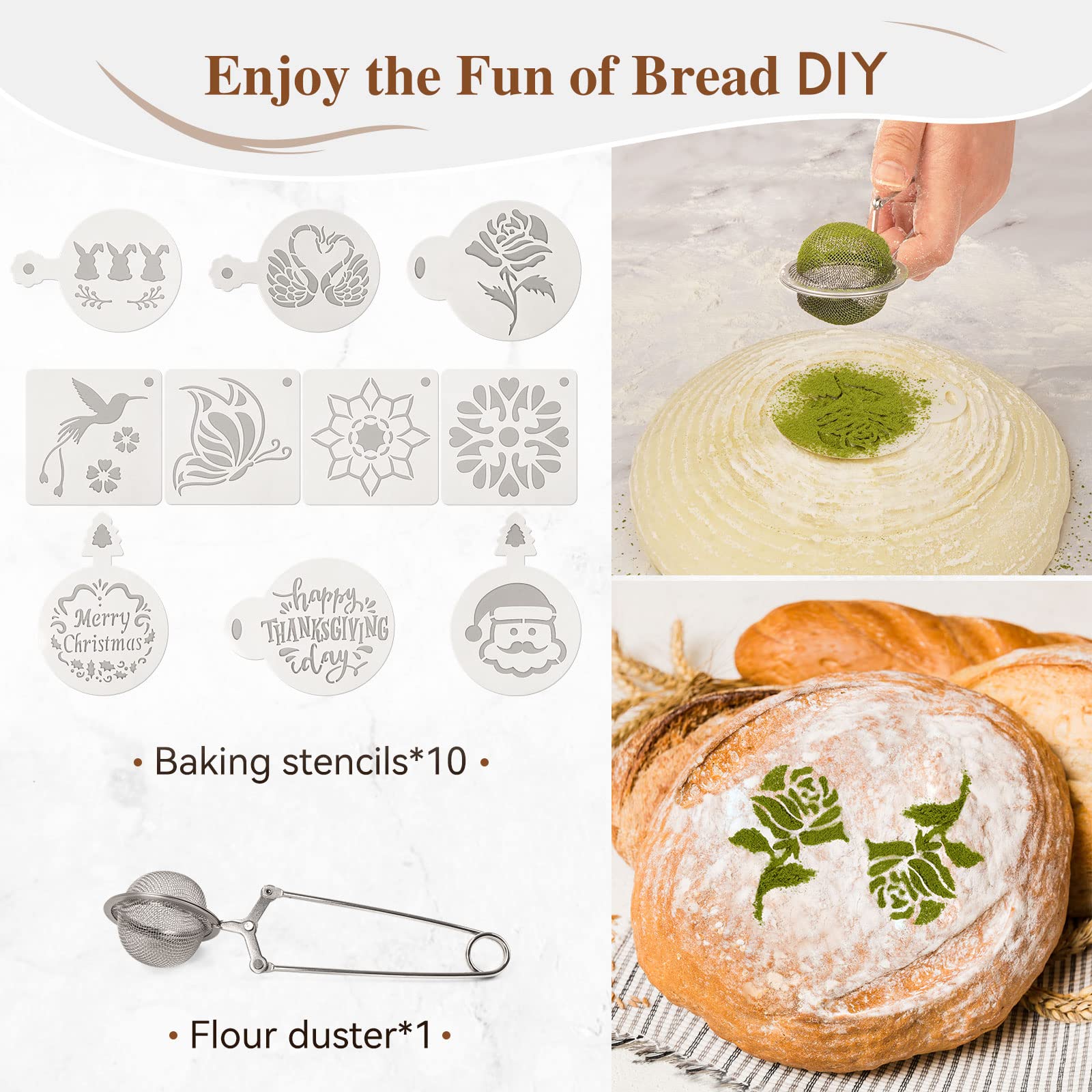 Lorzon Banneton Proofing Basket Set Of 2, 10 Inch Round & Oval Cane Bread Proofing Baskets With Sourdough Bread Baking Supplies,