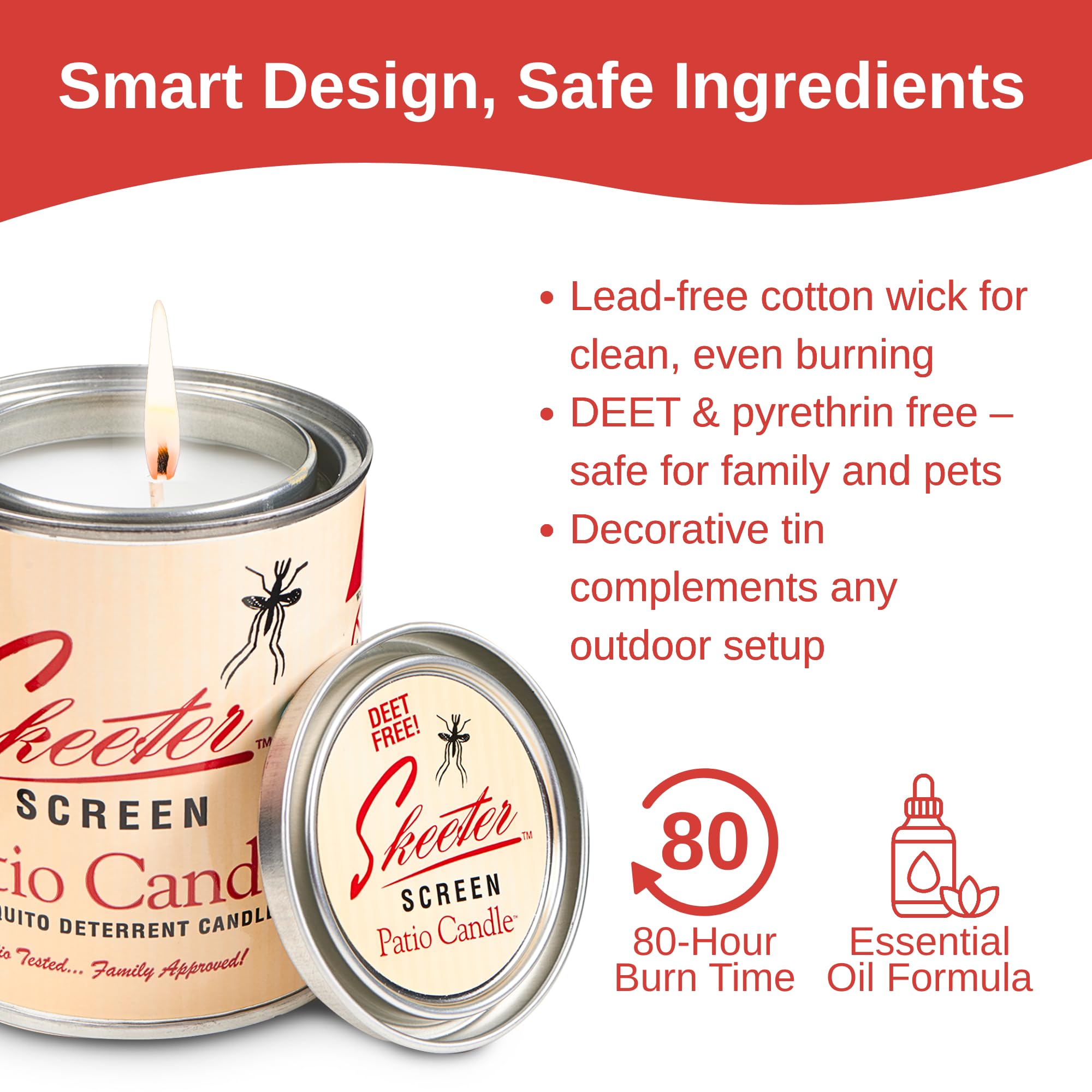 Skeeter Screen 90400 80-Hour Burn Time Patio Candle, 1, Standard