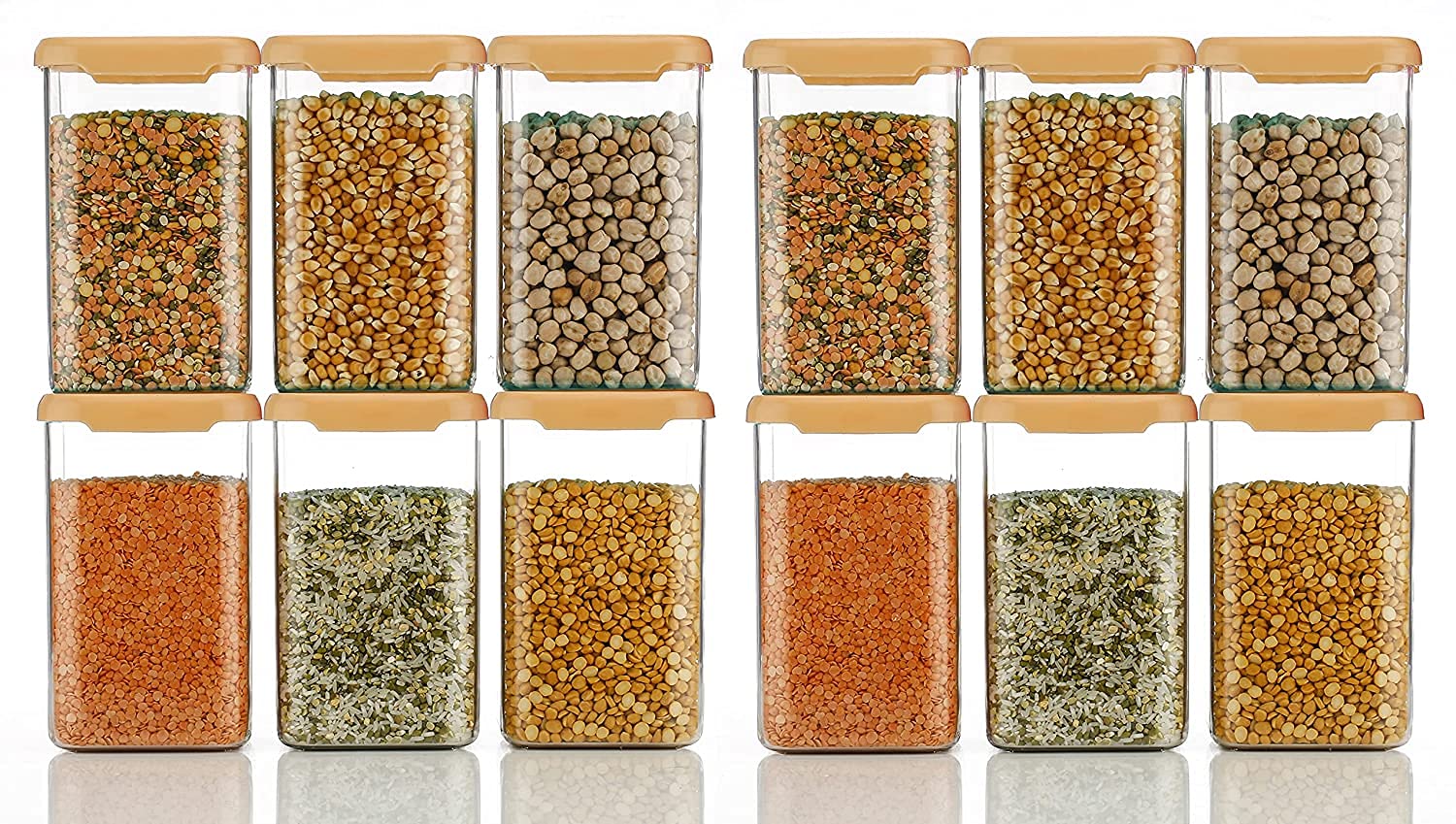 Cloudhead Airtight Unbreakable Crystal Clear Square Container Set For Kiitchen Storage, Kitchen Dabba Box, Grocery Jars1200 Ml 