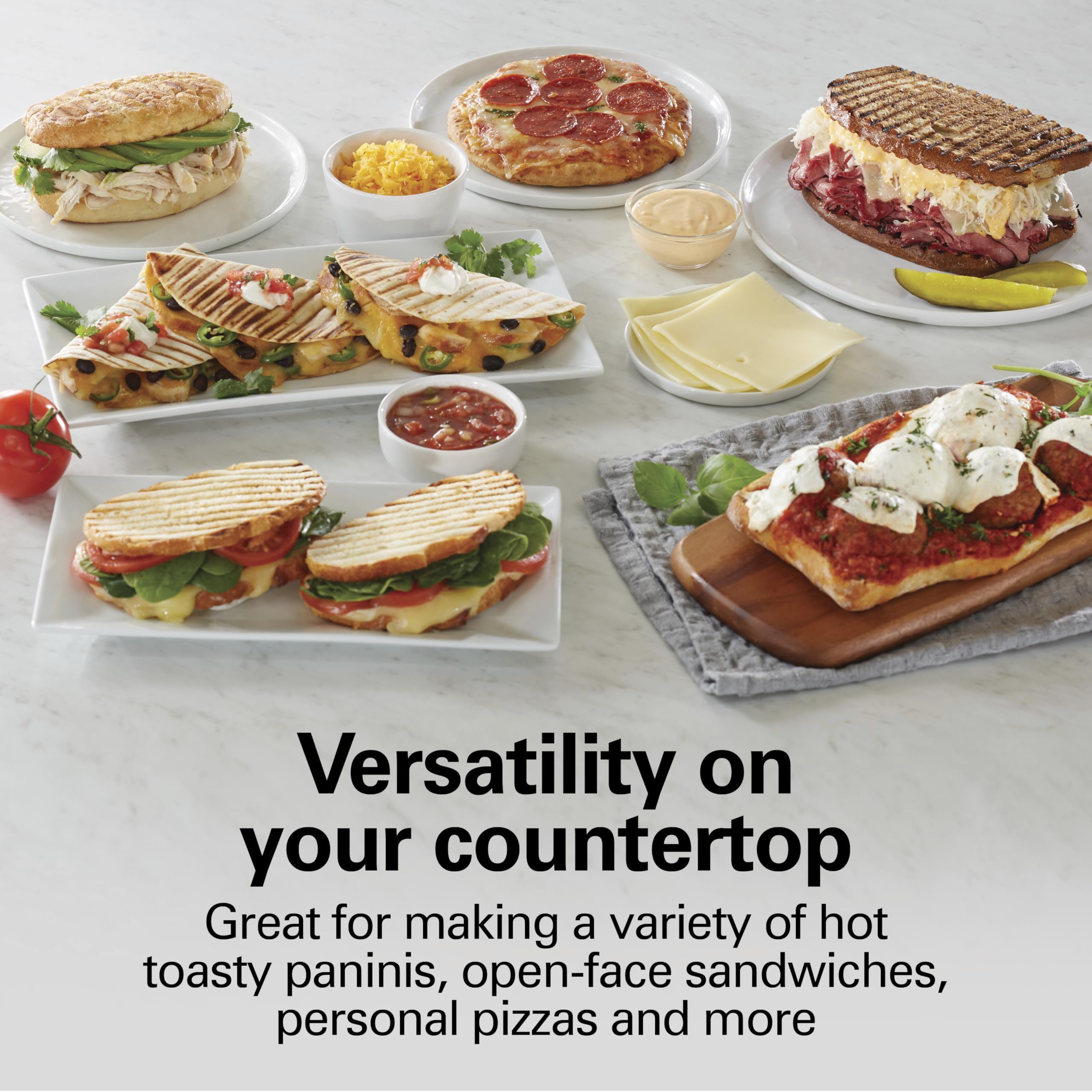 Hamilton Beach Panini Press Sandwich Maker & Electric Indoor Grill With Locking Lid, Opens 180 Degrees For Any Thickness For Que