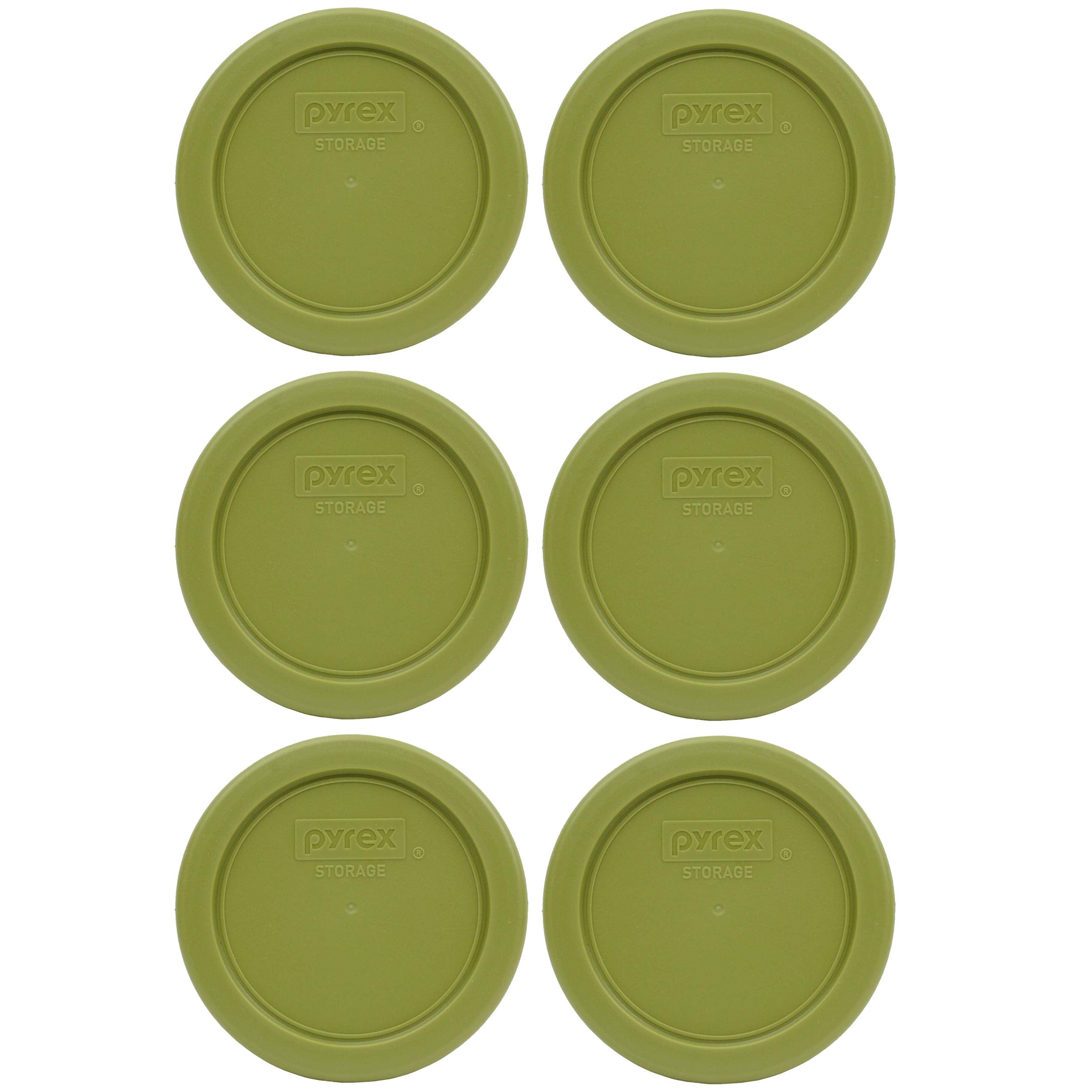 Pyrex 7202-Pc Olive Green Plastic Food Storage Replacement Lid, Made In Usa - 6 Pack