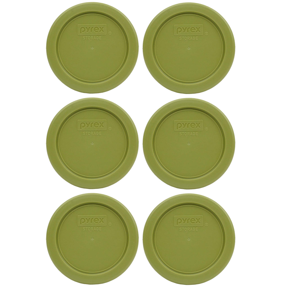 Pyrex 7202-Pc Olive Green Plastic Food Storage Replacement Lid, Made In Usa - 6 Pack