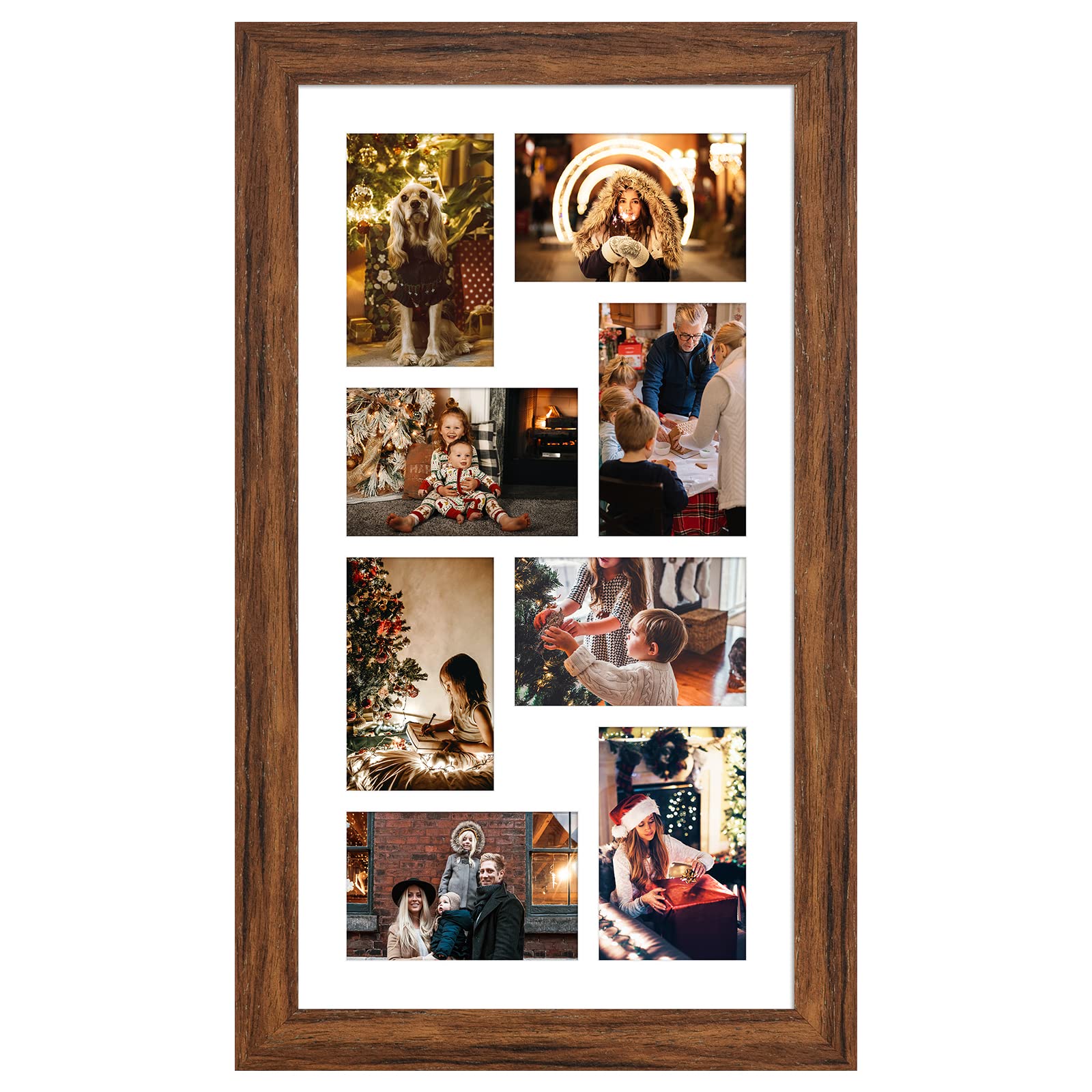Gaevuian 11.8x21.8 Picture Frame Display 8 opening 4X6 Picture Frame Collage,Multi Photo Frame with Mat,Plexiglass,Wall or Table