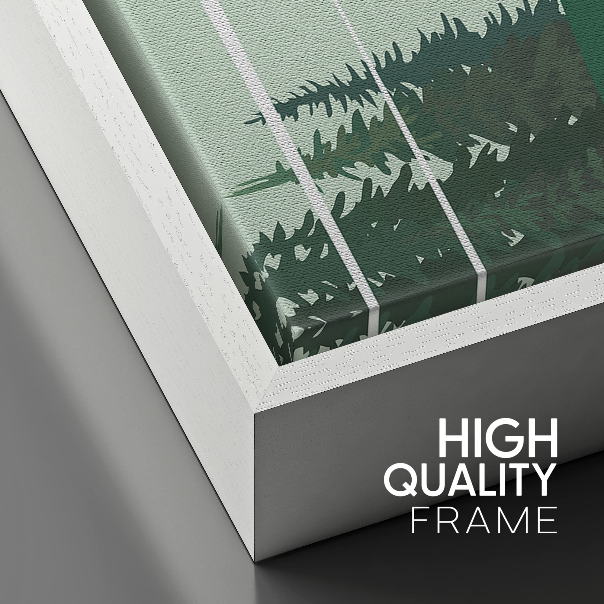 Signford Framed Canvas Print Wall Art Pastel Winter Mountain Forest Lake Reflection Nature Wilderness Illustrations Modern Art D