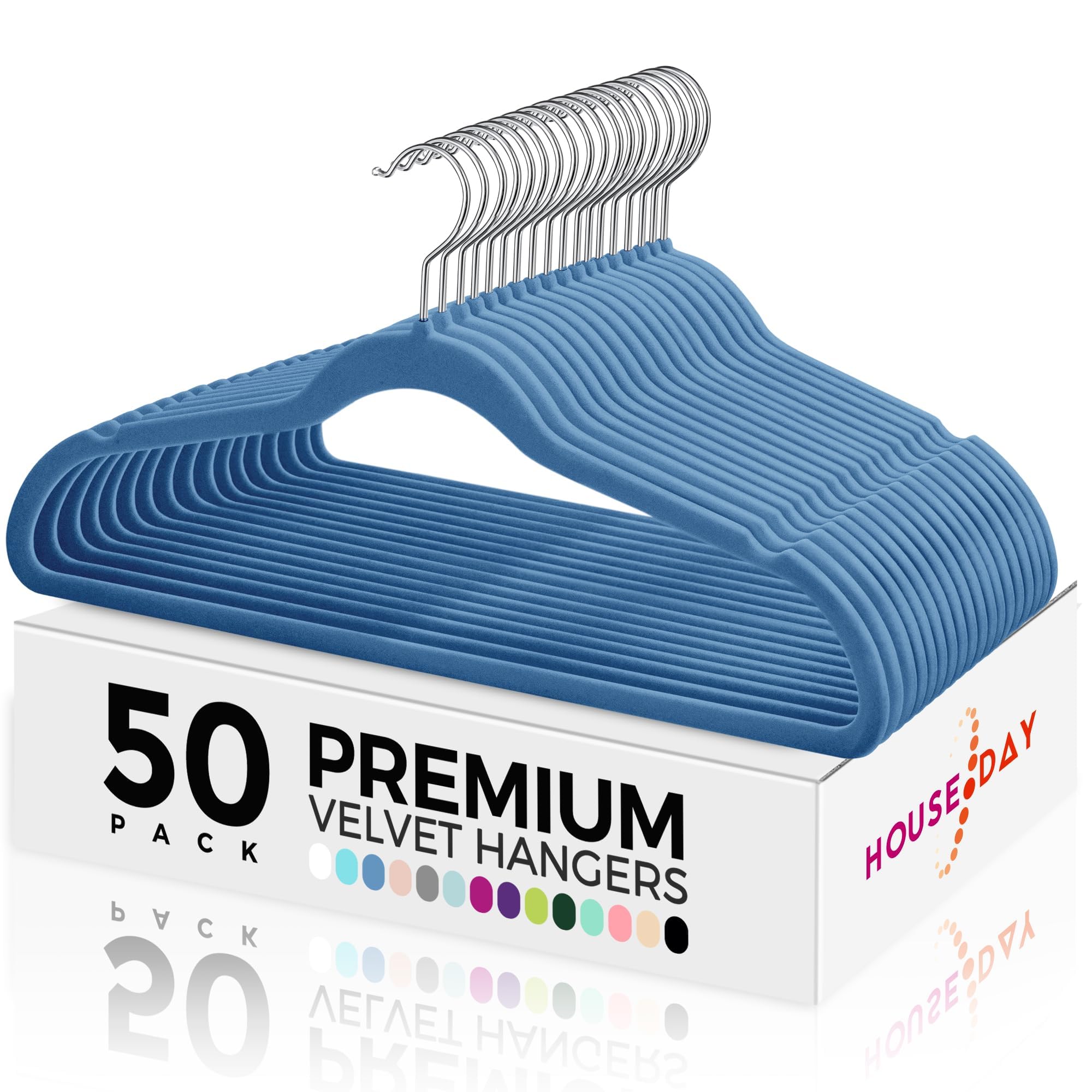 House Day Premium Velvet Clothes Hangers 50 Pack Non-Slip Flocked Felt Hangers Heavy Duty Durable Coat And Suit Hangers | Vibran