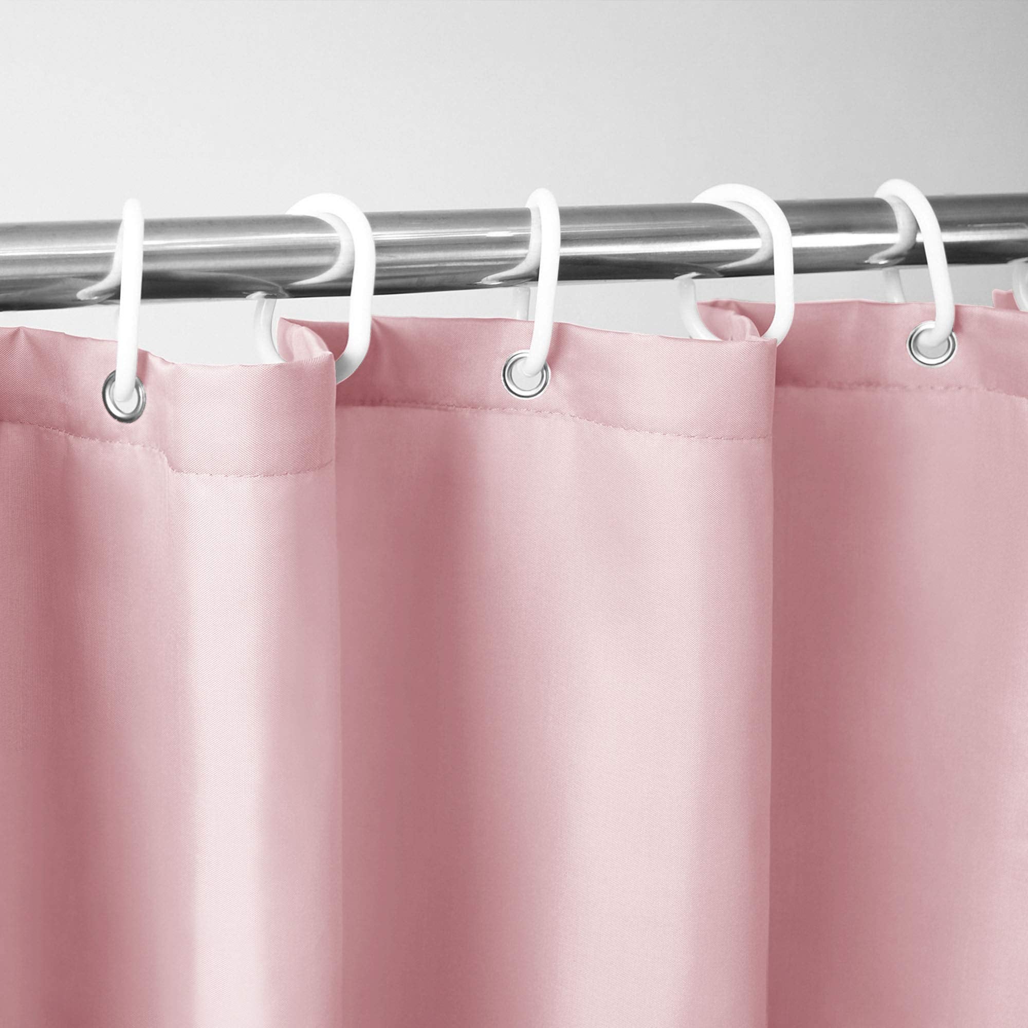 AooHome Solid Pink Shower Curtain  Fabric Weighted Hem Shower Liner with Hooks  Reinforced Metal Grommets  Waterproof  72x75 inch