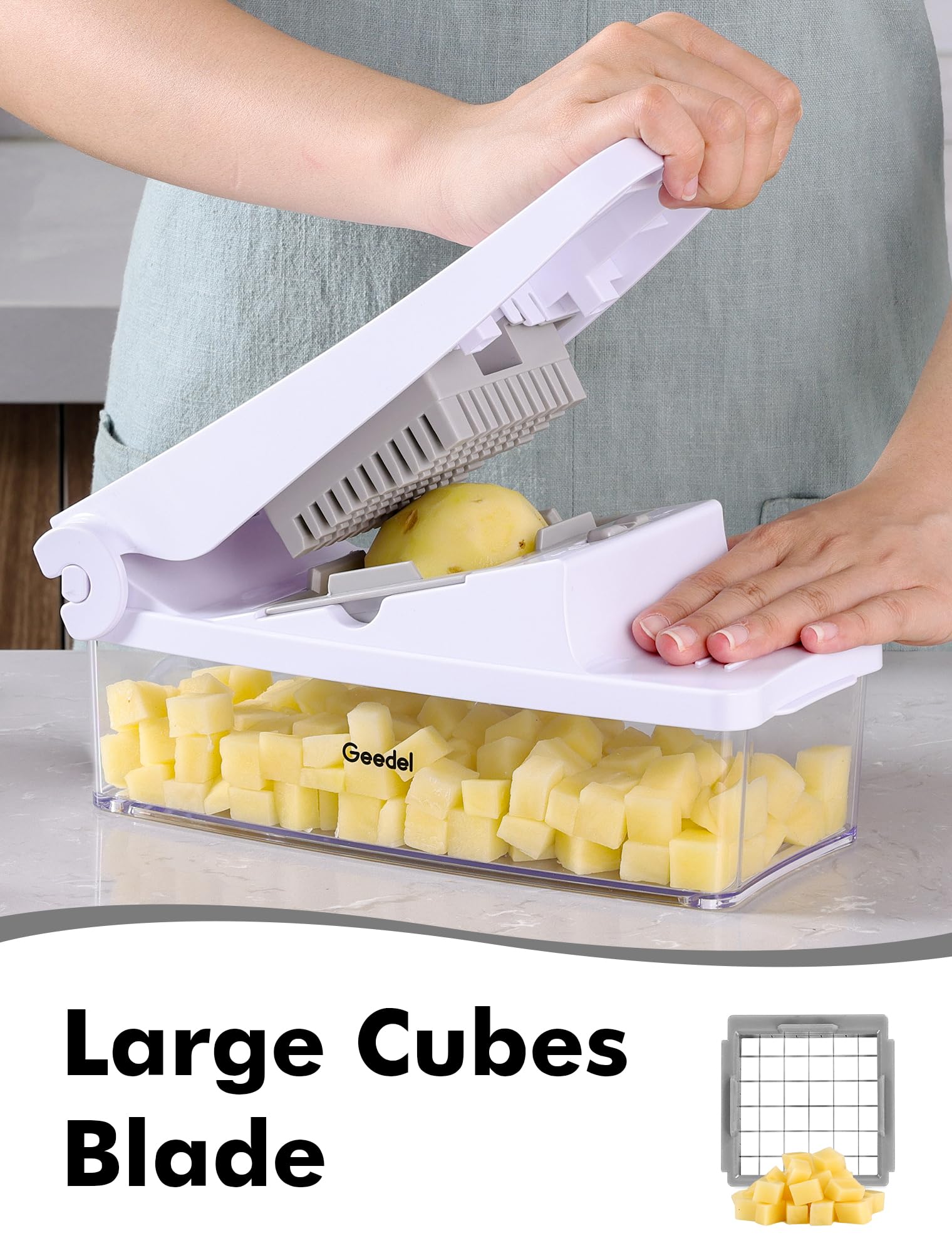 Geedel Vegetable Chopper, Onion Chopper Pro Food Chopper, Kitchen Vegetable Slicer Dicer Cutter, Veggie Chopper With Container F