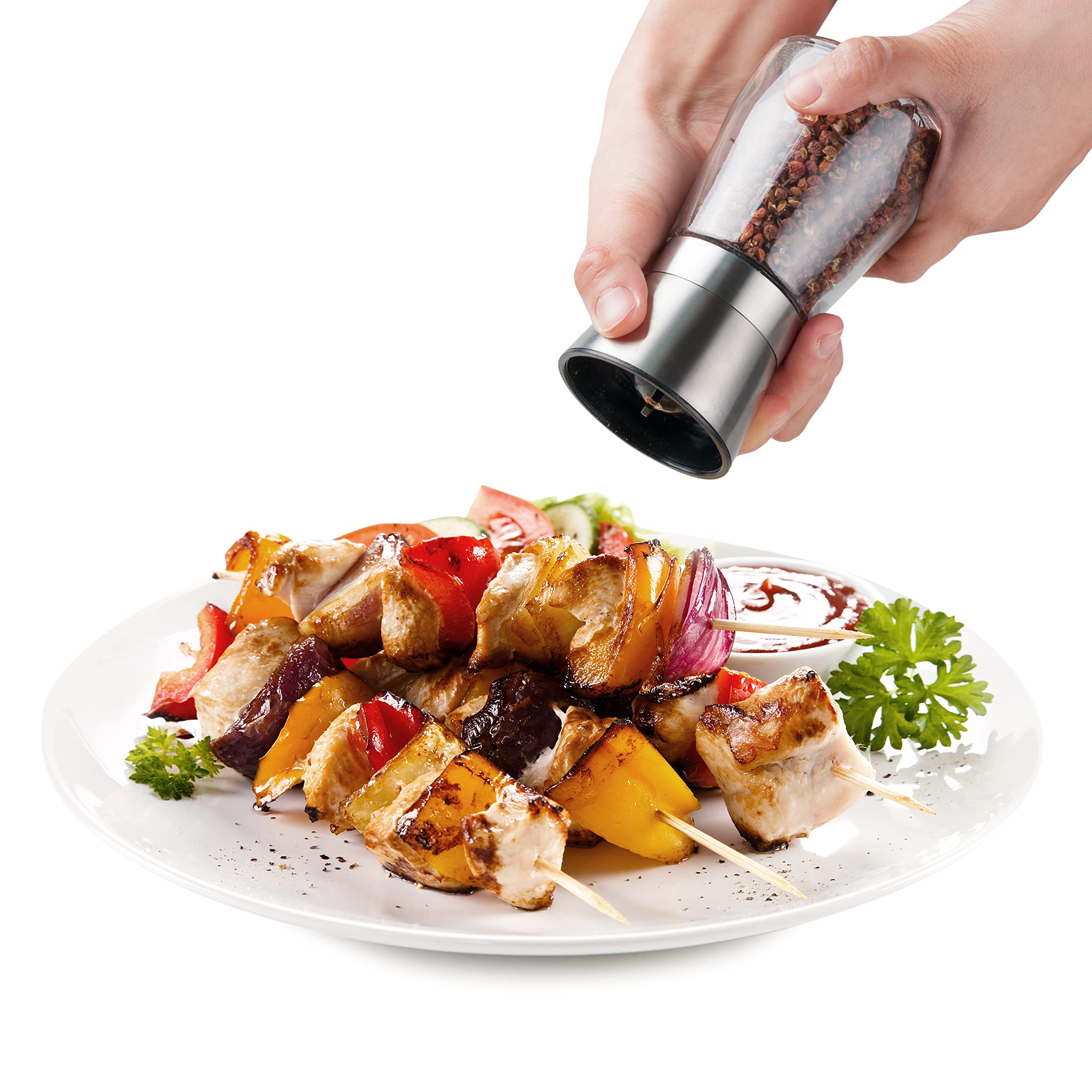 Deiss Pro Salt And Pepper Mill Set - Salt Grinder And Pepper Grinder With Adjustable Ceramic Rotor - Stainless Steel Salt And Pe