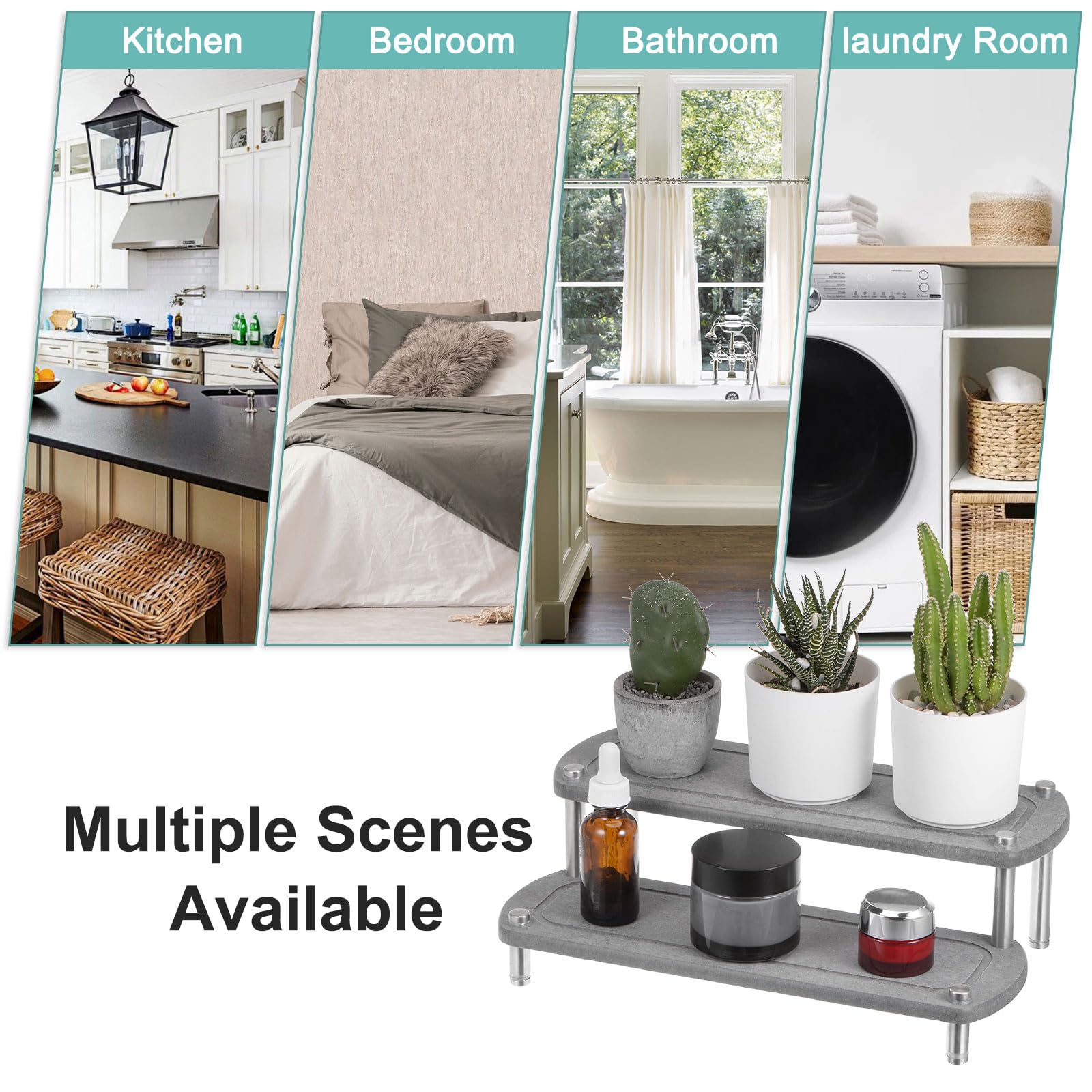 Uxcell Fast Drying Stone Sink Tray, 2-Tier Instant Dry Sink Organizer, Water Absorbing Stone Tray For Sink Countertop, Quick Dry