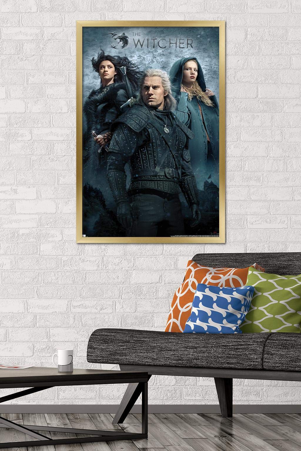 Trends International Netflix The Witcher - Key Art Wall Poster, 22.375'' X 34'', Gold Framed Version