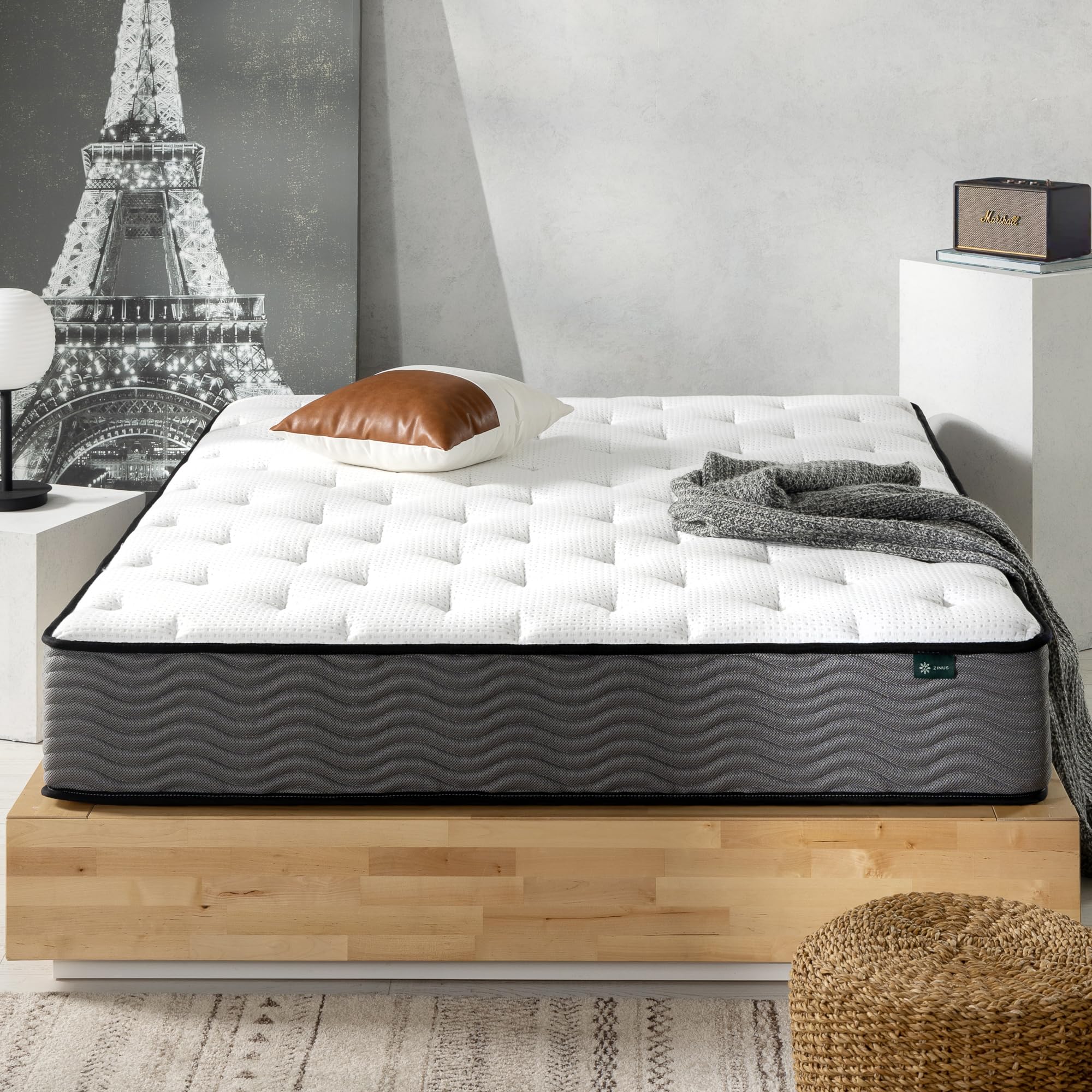 Zinus 10 Inch True Support Hybrid Mattress [New Version], Queen, Fiberglass Free, Medium Feel, Motion Isolation, Certified Safe