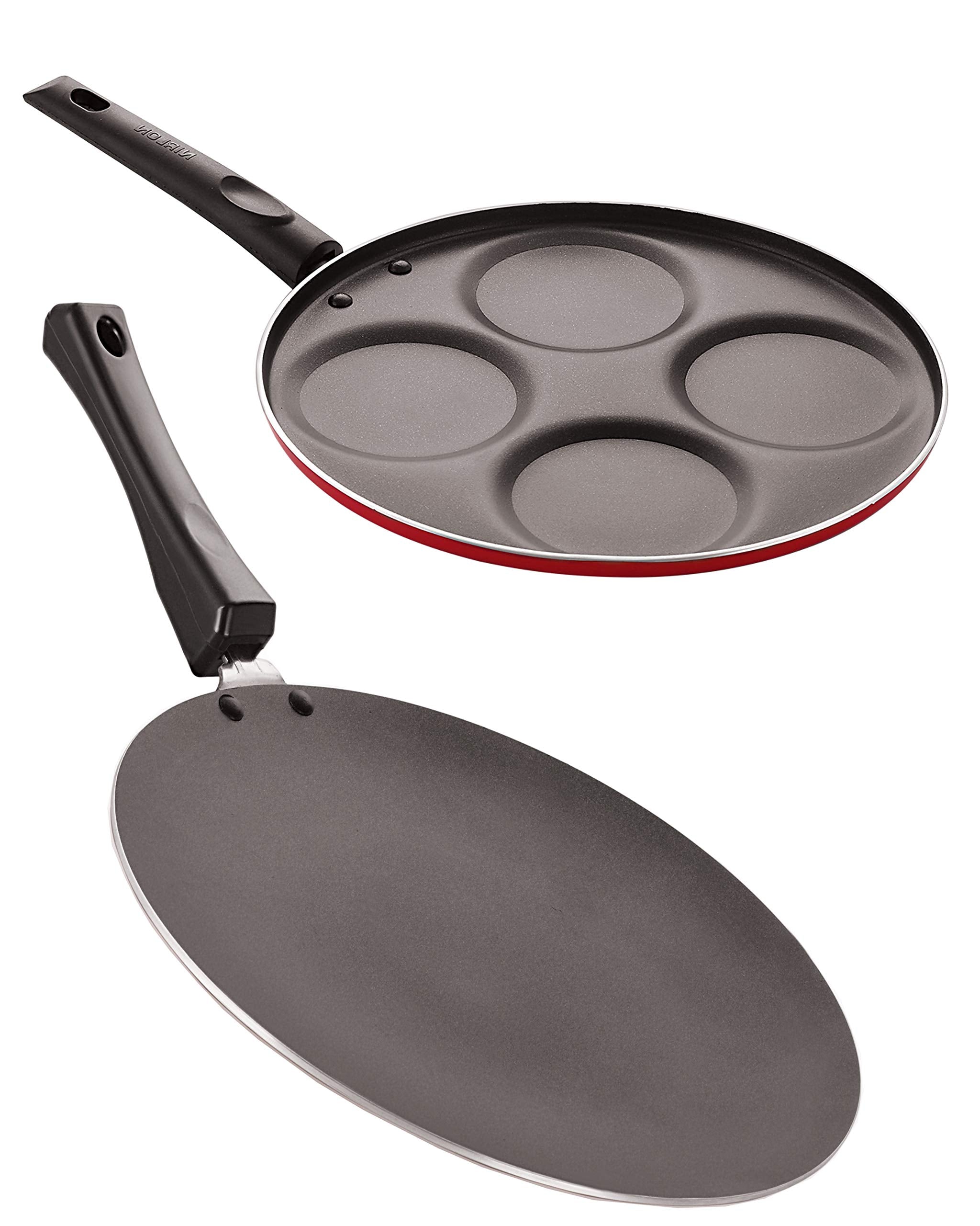 Nirlon Aluminium Non Stick Cookware Gas Stove Compatible Uttapan/Pan Cake Maker & Roti Concave Tawa 2 Pcs Combo Gift Set