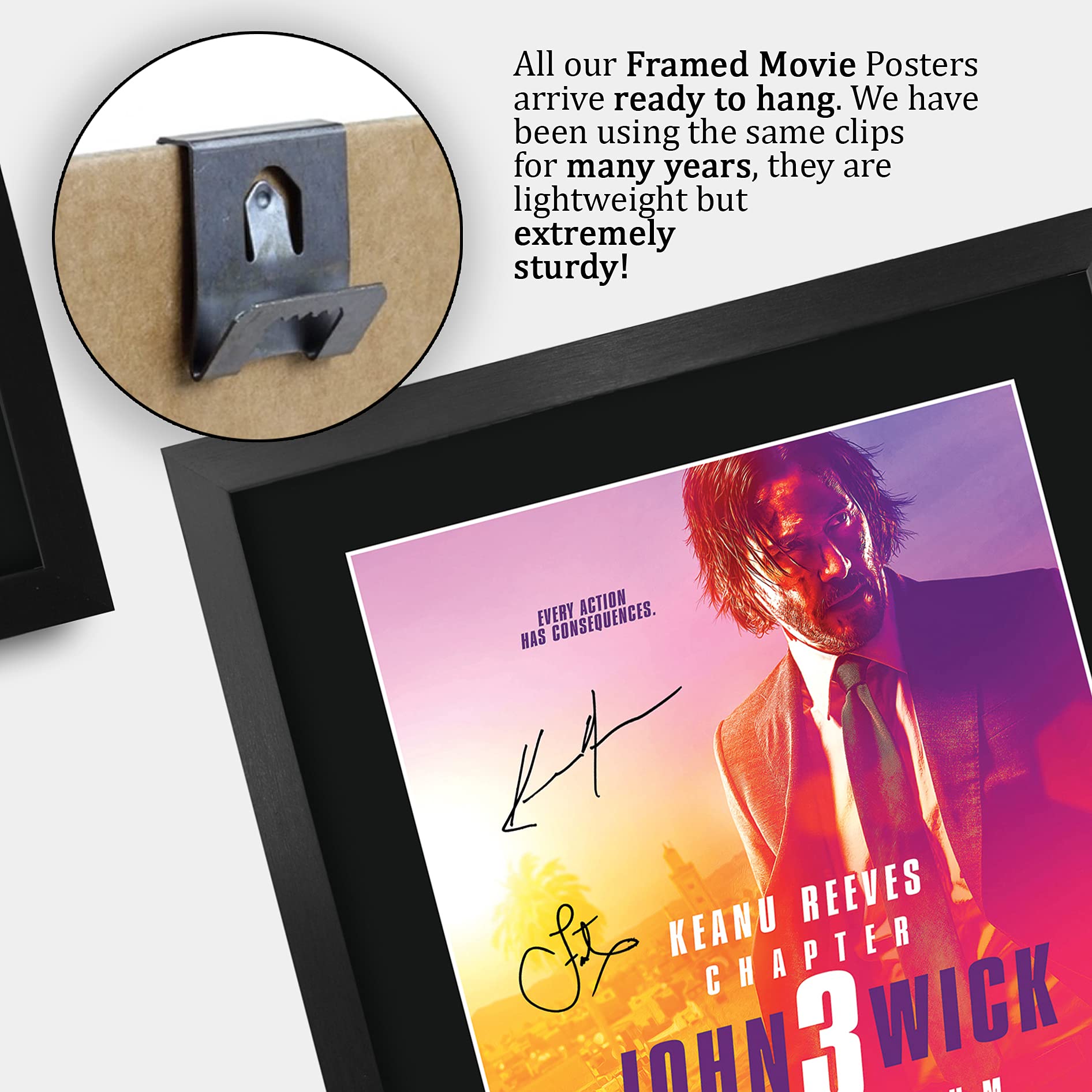 Hwc Trading John Wick 3 Keanu Reeves 16 X 12 Inch Framed Gifts Printed Poster Signed Autograph Picture For Movie Memorabilia Fan