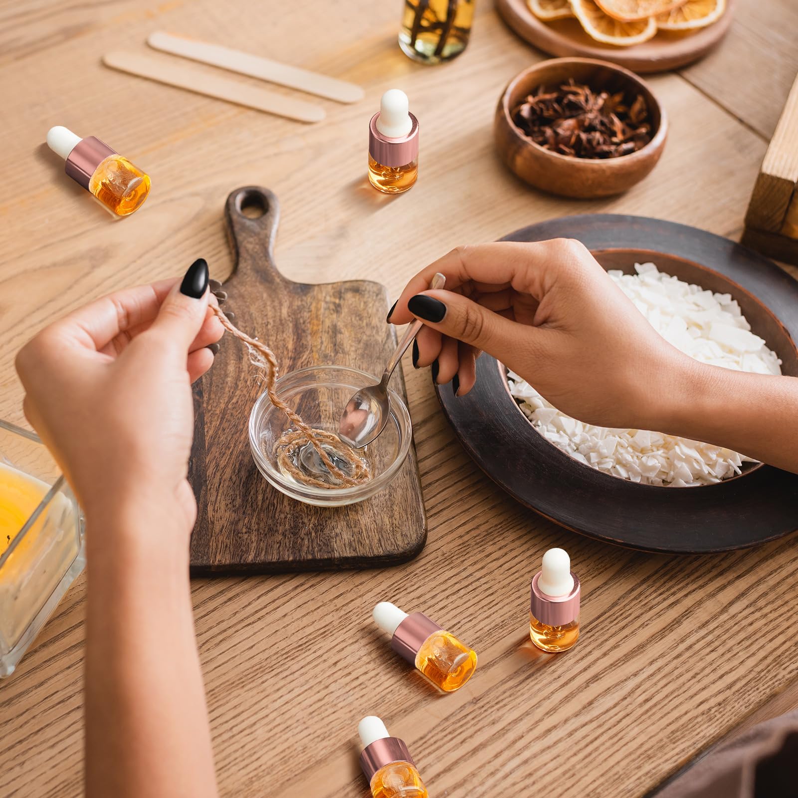 Didaey 100 Pcs Mini Glass Dropper Bottle Bulk, 1 Ml Rose Gold Clear Essential Oil Dropper Bottles Small Tincture Empty Bottles S