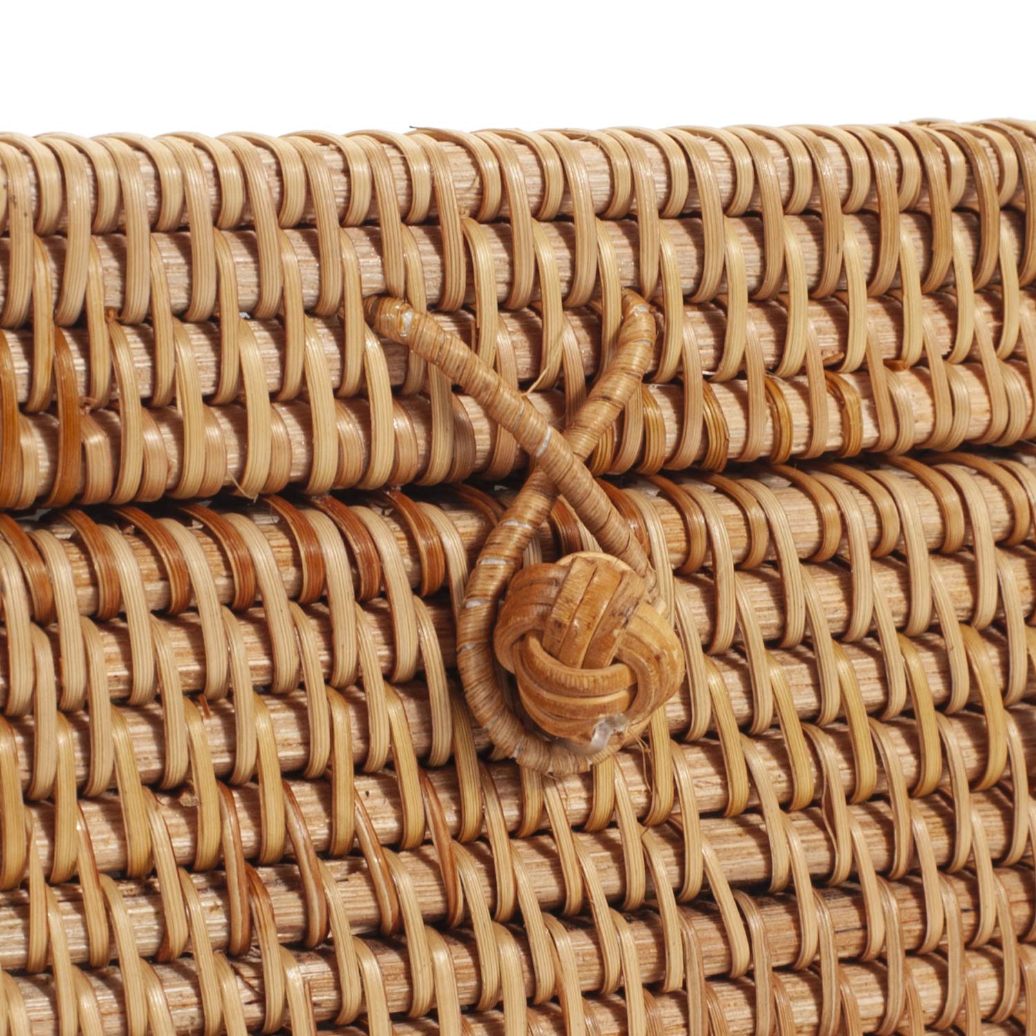 Rattan Square Tissue Box Cover, 5.7'' X 5.7'' X 5'', Decorative Woven Facial Tissue Holder With Hinged Top Lid, Natural Color