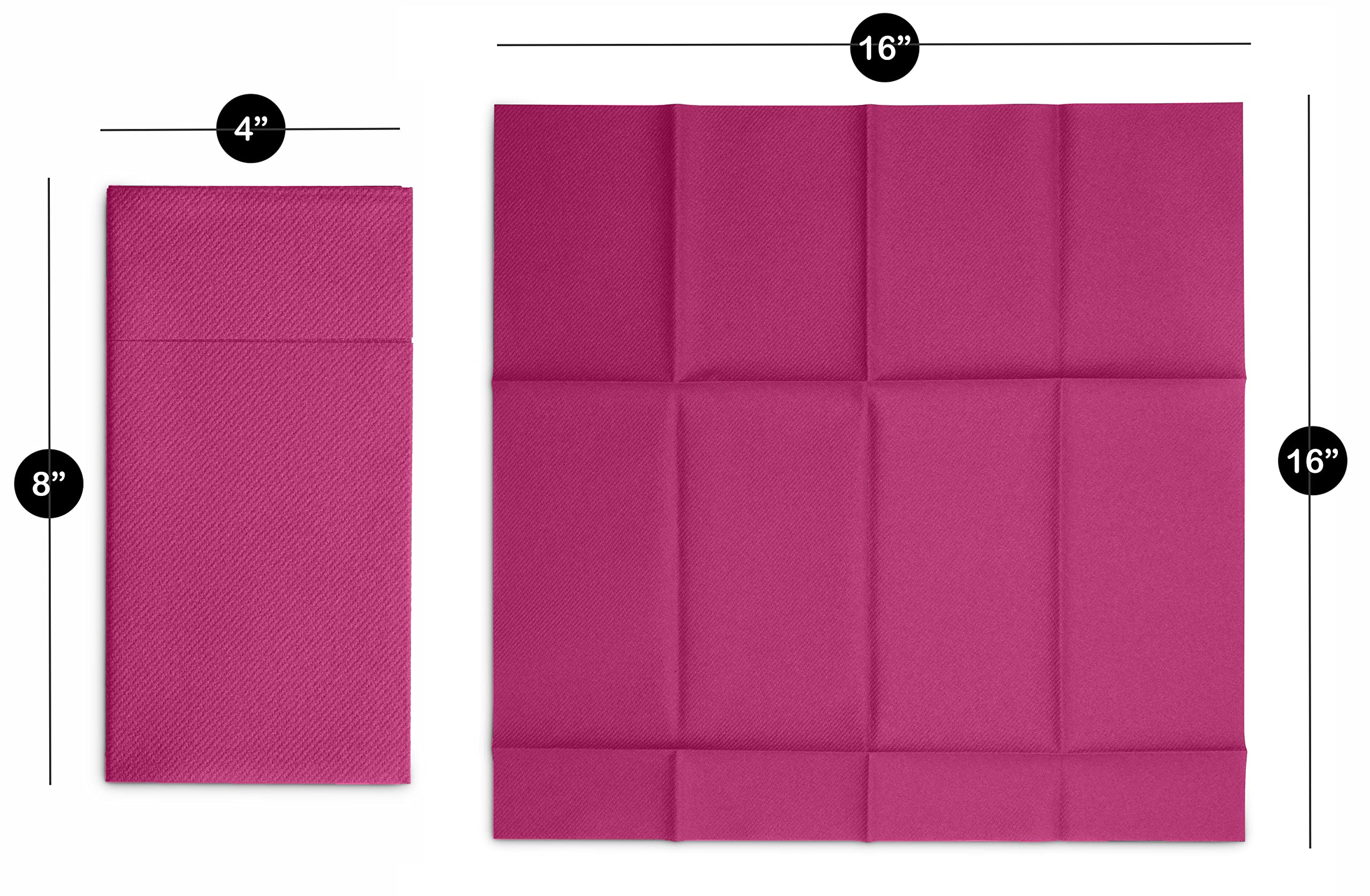 Disposable Linen-Feel Dinner Napkins with Built-in Flatware Pocket  50-Pack FUCHSIA Prefolded Cloth Like Paper Napkins For Dinner  Wedding Or Party [Silverware NOT Included]