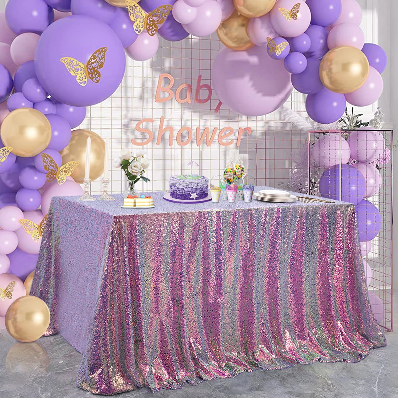 Iridescence Sequin Tablecloths Shiny Mermaid Tablecloth Rectangle Table Cloths Iridescent Party Decoration Birthday Bridal Weddi