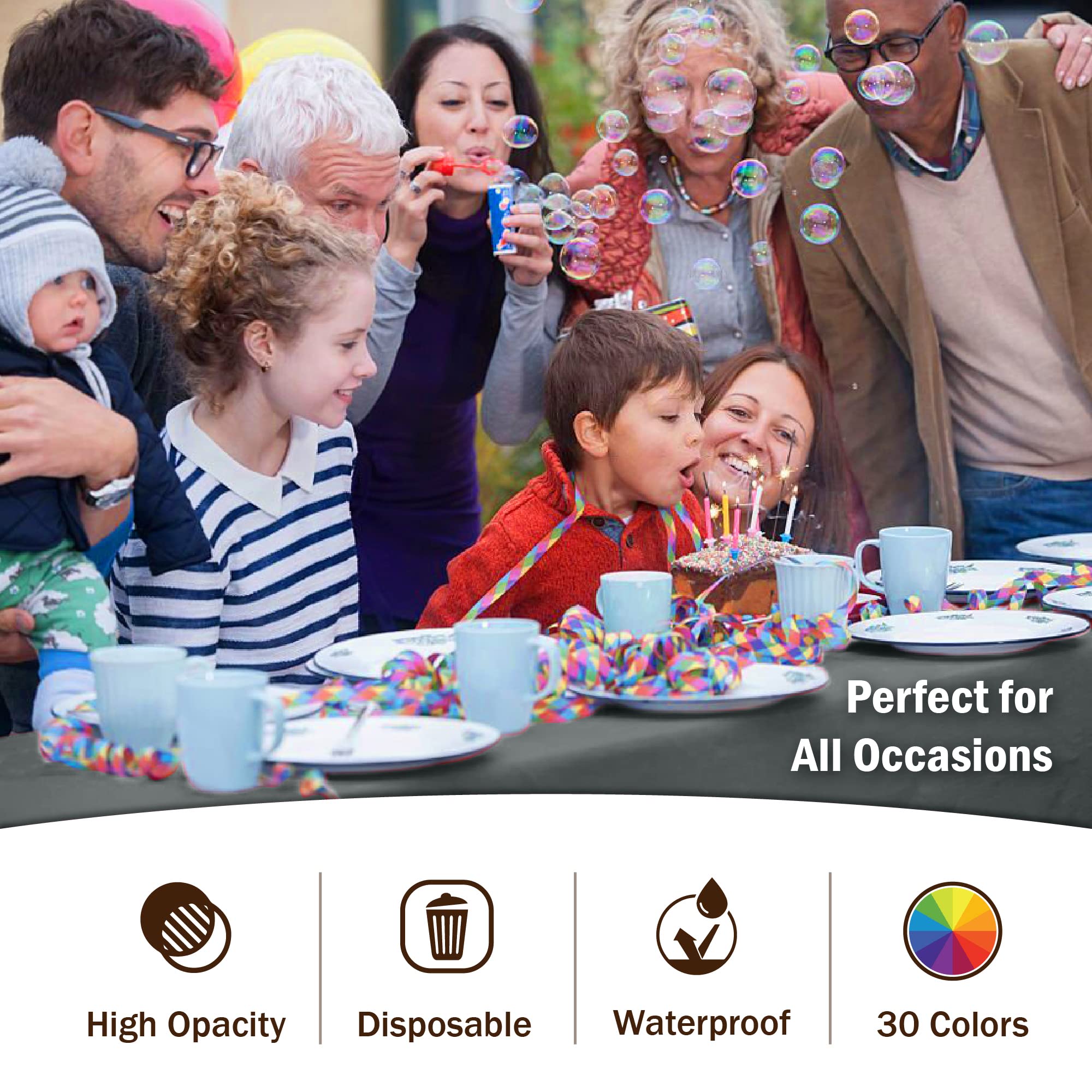 Exquisite 6-Pack Premium Plastic Tablecloth 54In. X 108In. Rectangle Plastic Table Cover - Silver