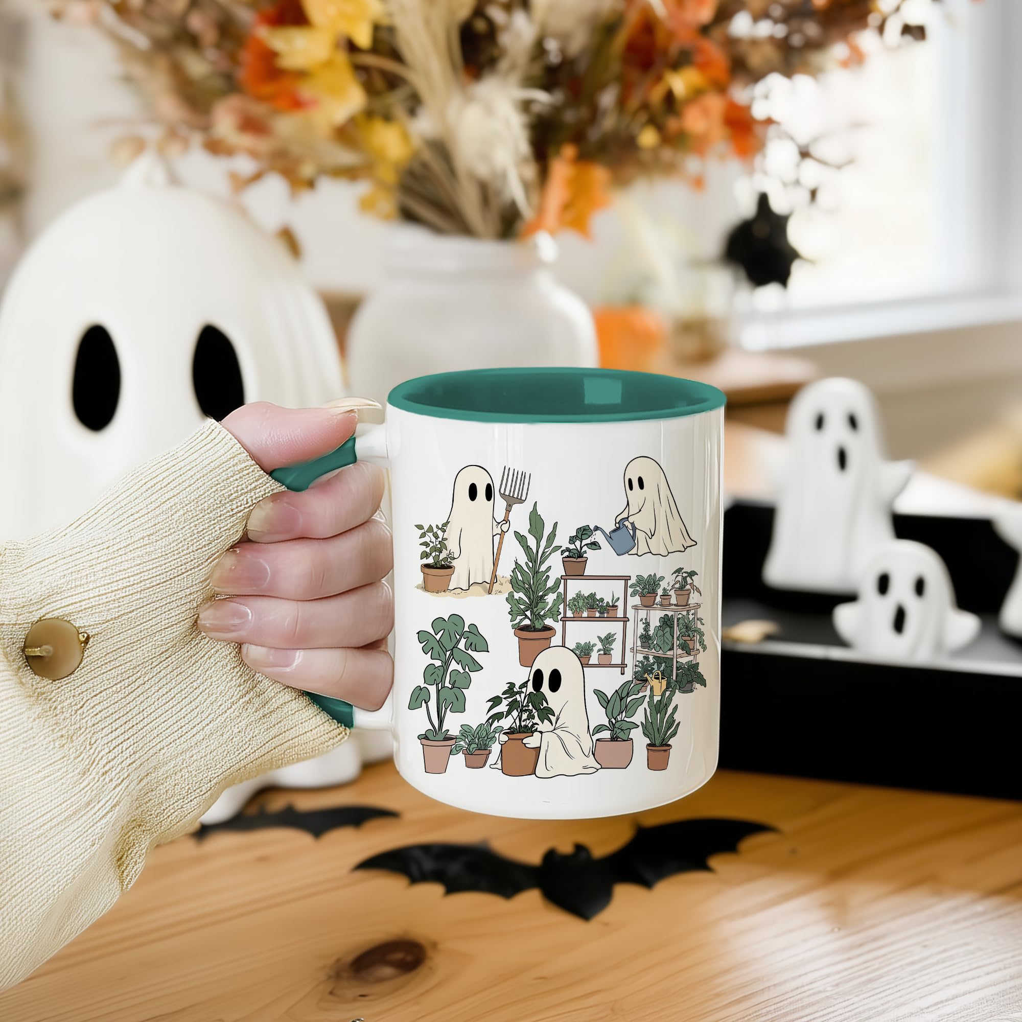 Foxcorner Cute Ghost Plant Coffee Mug Gifts For Plant Lovers, Funny Christmas Garden Gifts for Her, Women, Gardening Cup Present