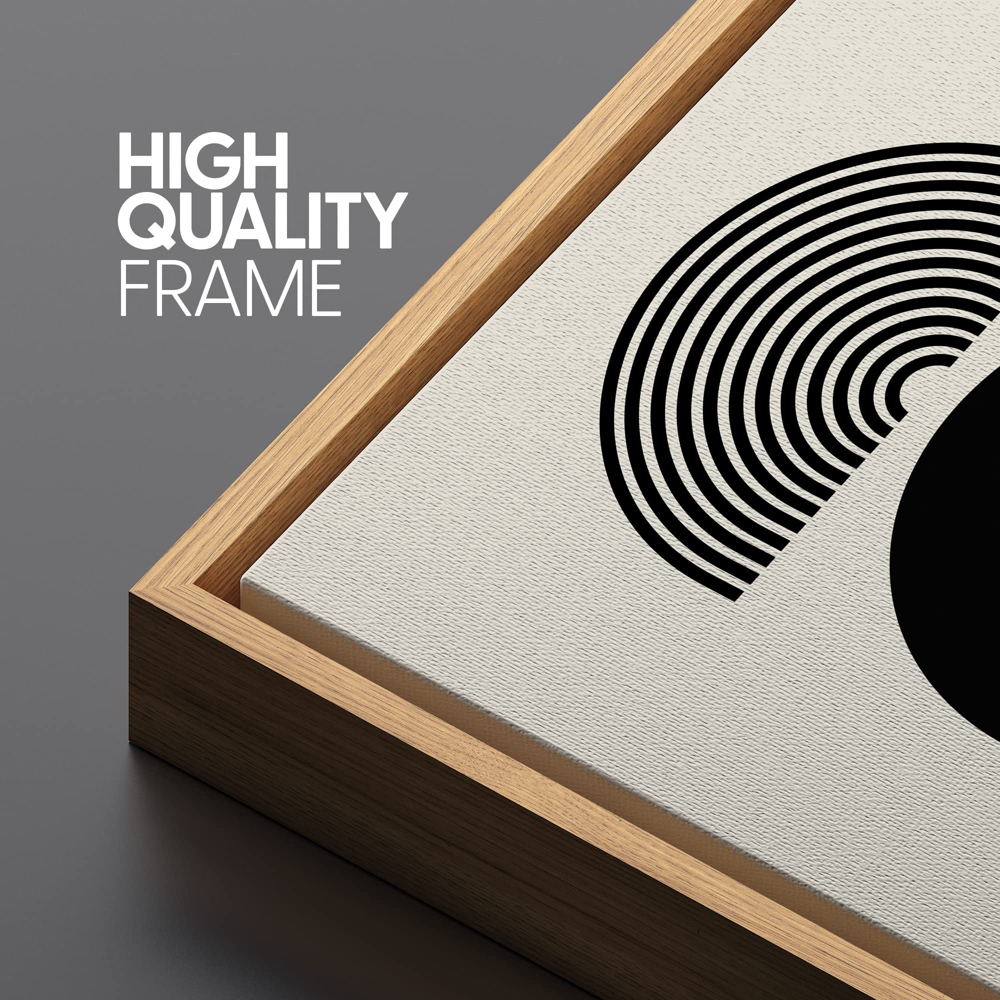 Signleader Framed Canvas Print Wall Art Solid & Spiral Semi-Circles Geometric Shapes Drawings Modern Art Contemporary Edgy Black