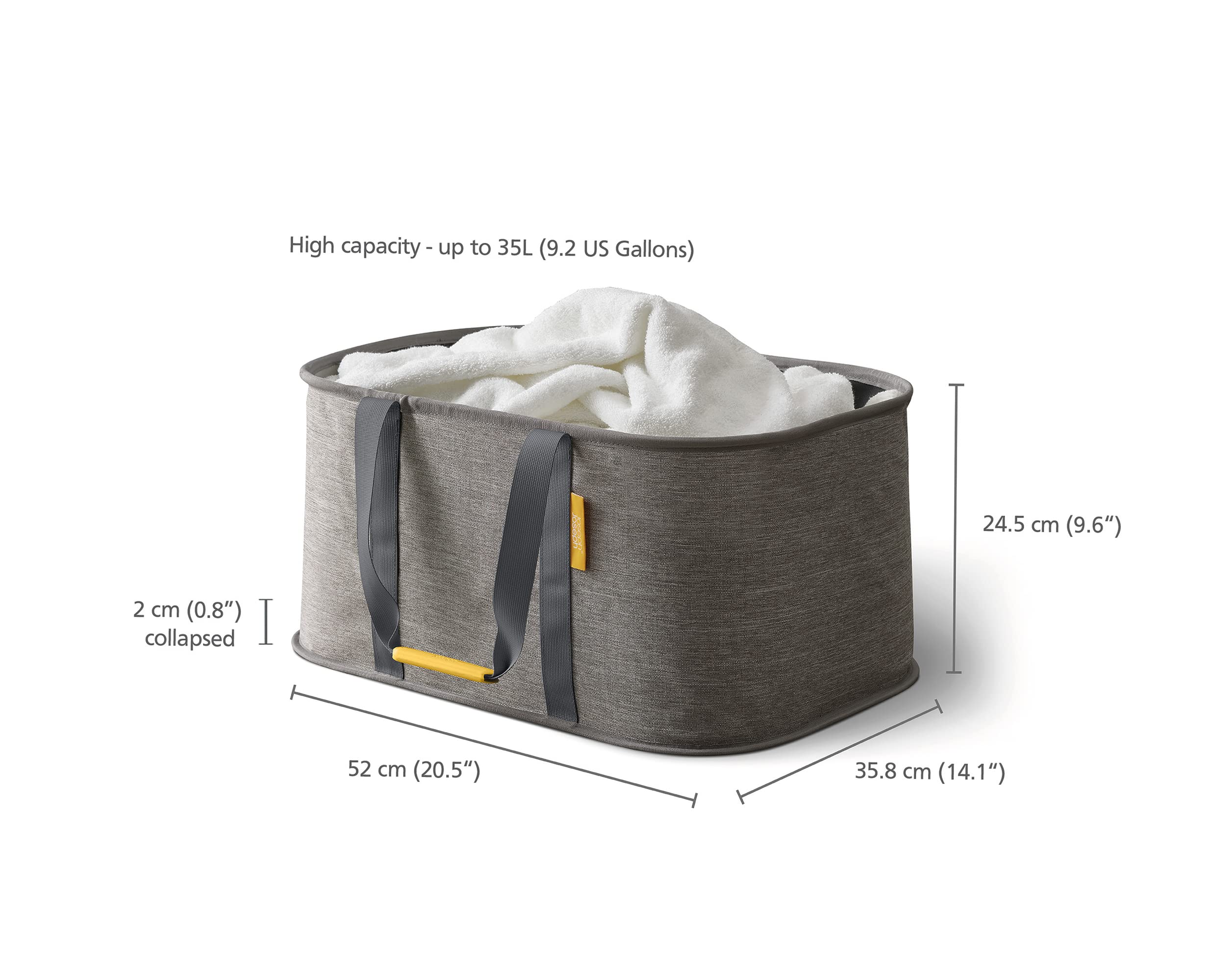 Joseph Joseph Hold-All - Collapsible Folding 35L Washing Laundry Basket Bag, Durable Fabric, Moisture Resistant, Grey