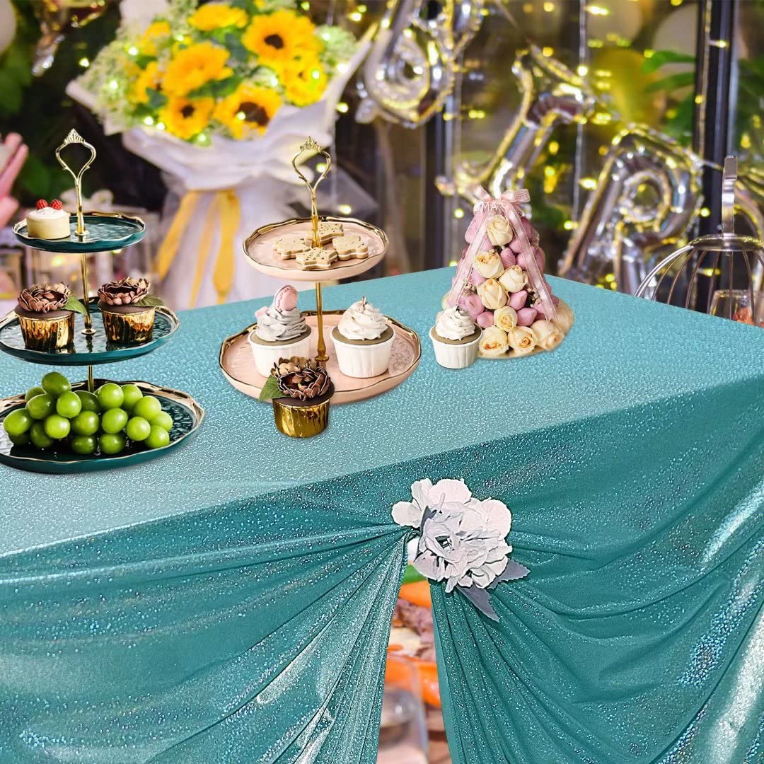 Fitable Sequin Tablecloth for Parties 60x84 Inch - Sparkle Glitter Table Cloth Laser Rectangle Overlay for Wedding Baby Shower C