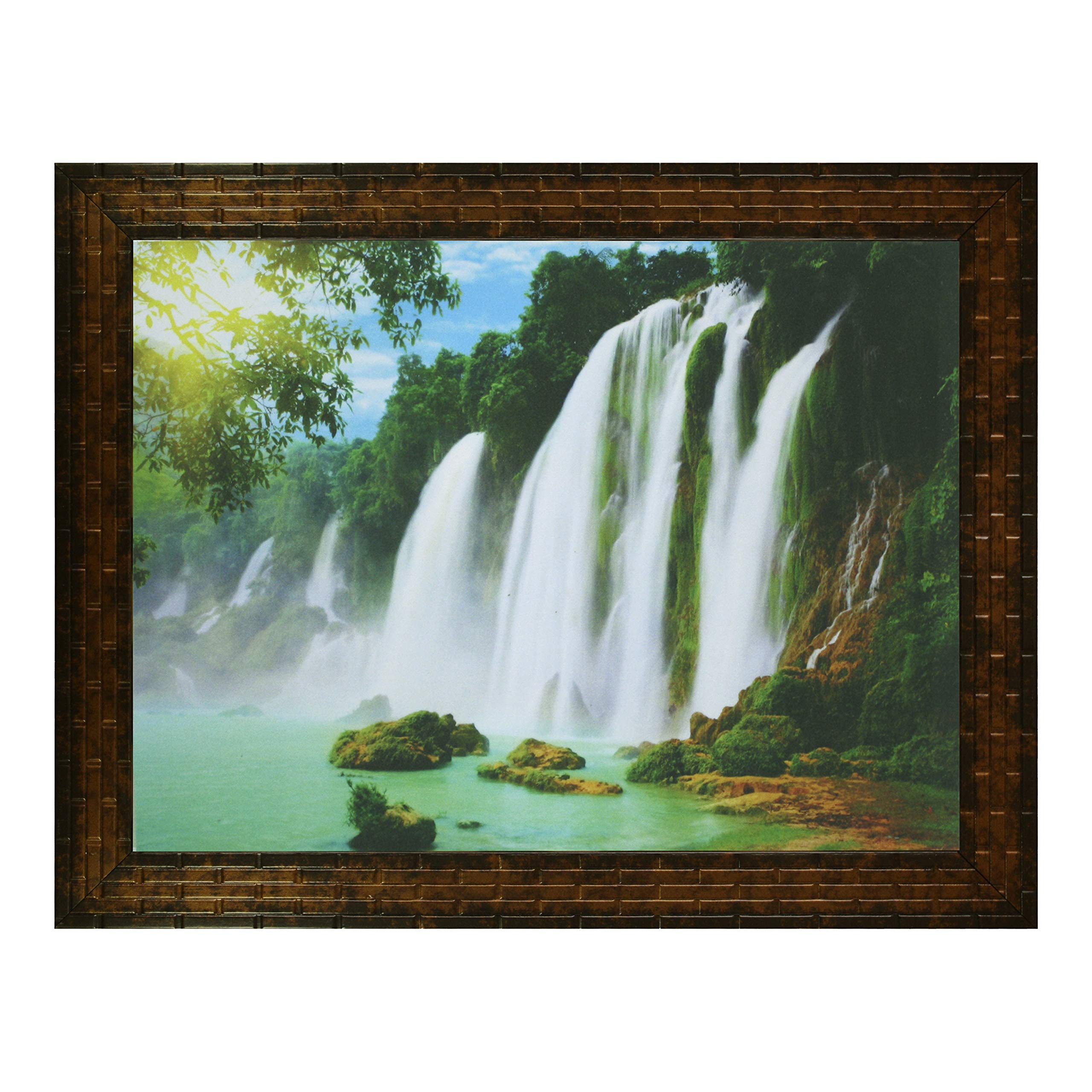 Indianara Waterfall Painting -Synthetic Wood, 27X30.5X1Cm, Multicolour