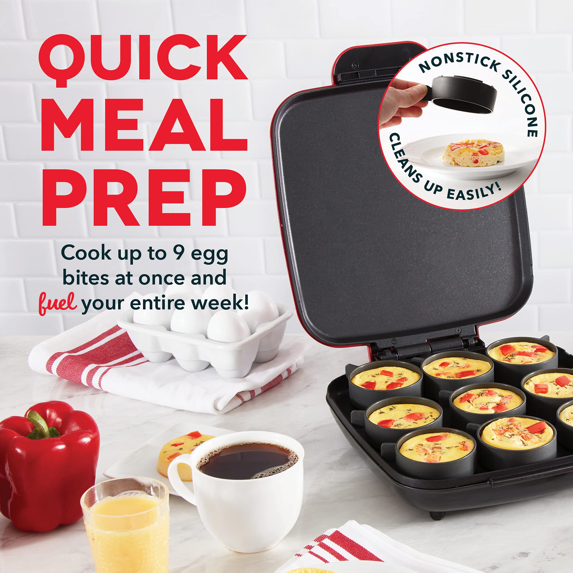 Dash Sous Vide Style Family Size Egg Bite Maker For Breakfast Bites, Sandwiches, Healthy Snacks Or Desserts, Keto & Paleo Friend