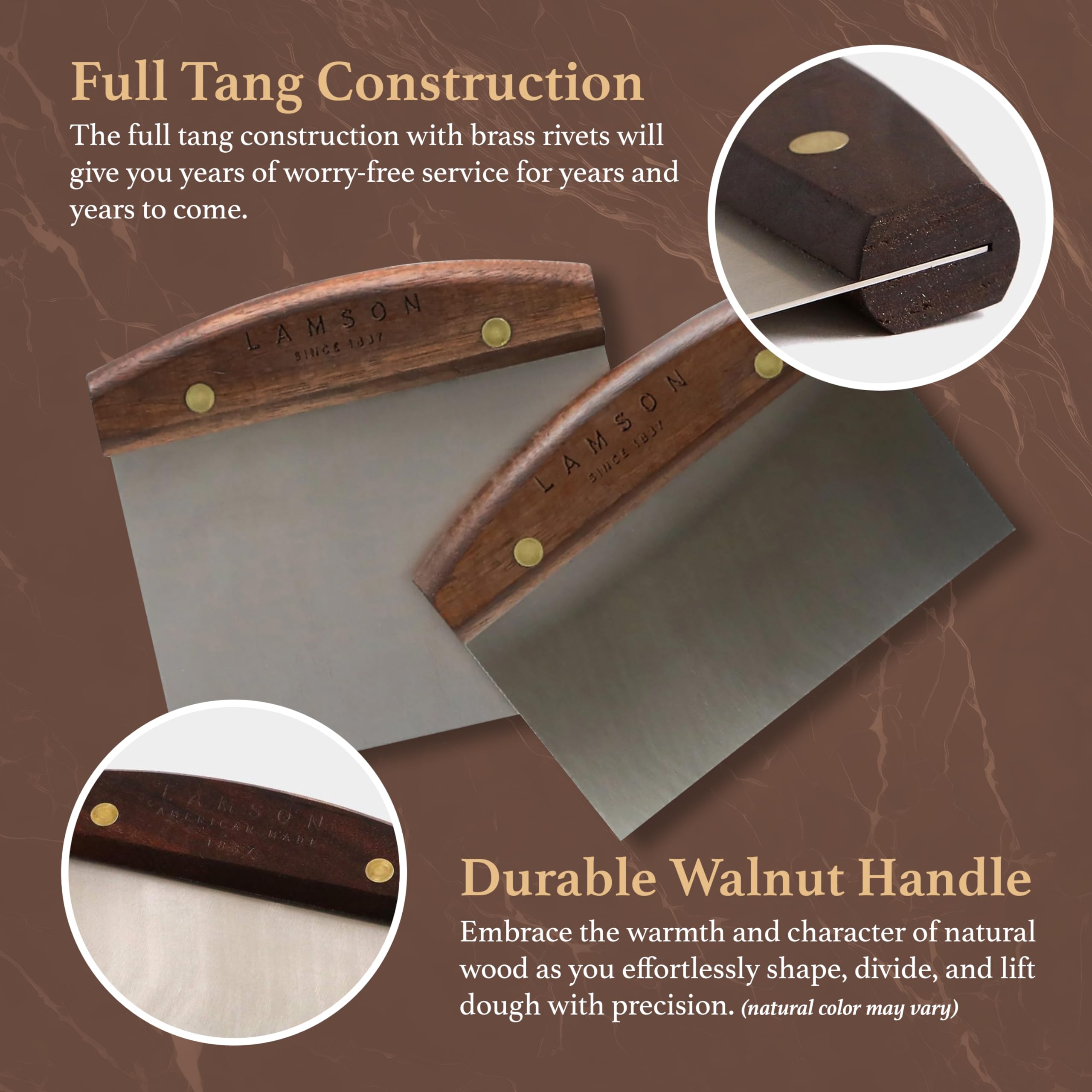 Lamson 3'' X 6'' Dough (Bench) Scraper With Walnut Handle