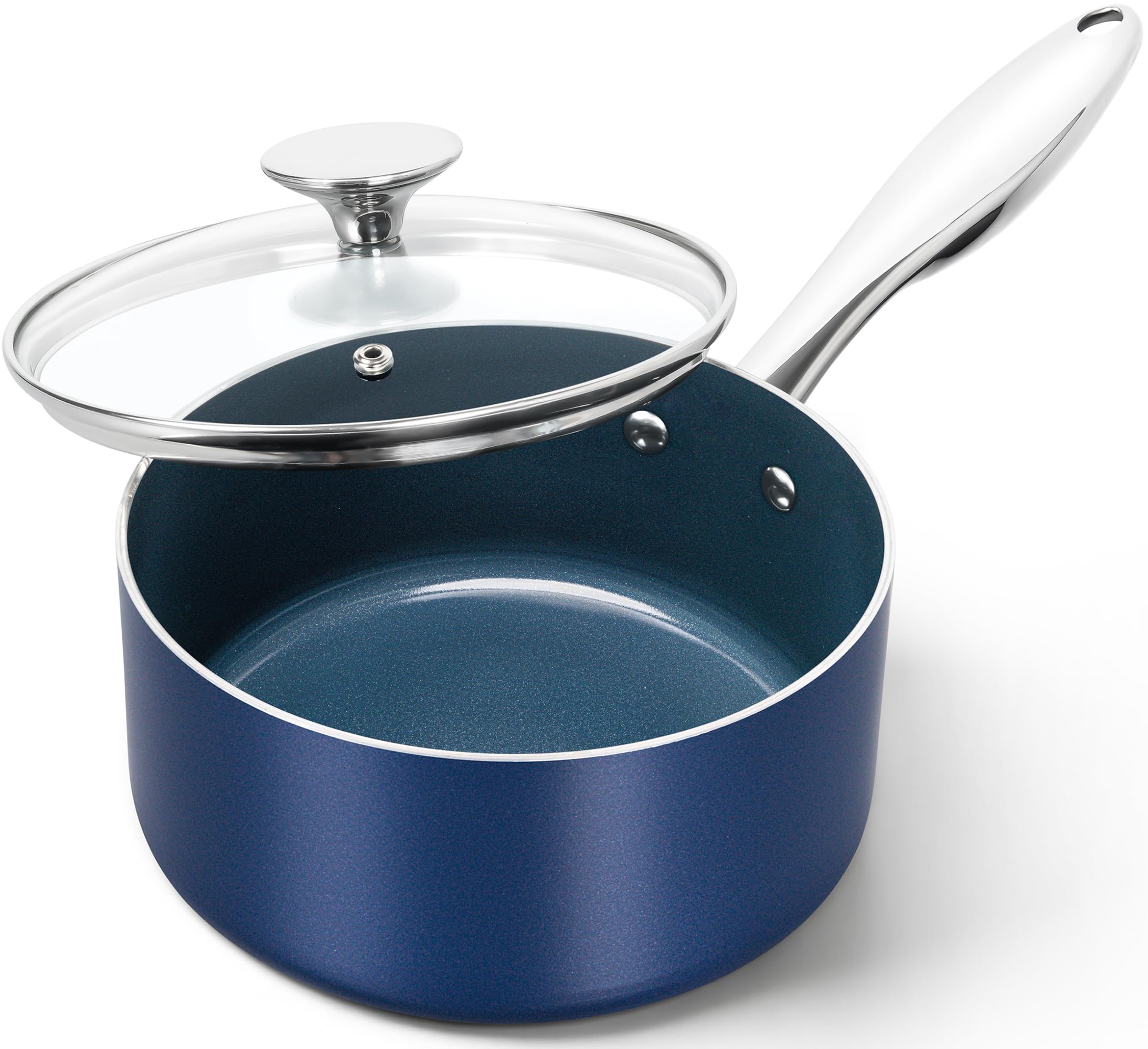 MICHELANGELO 2 Quart Saucepan with Lid, Nonstick Ceramic Sauce Pan with Stainless Steel Handle, 2 Qt Saucepan with Lid Induction