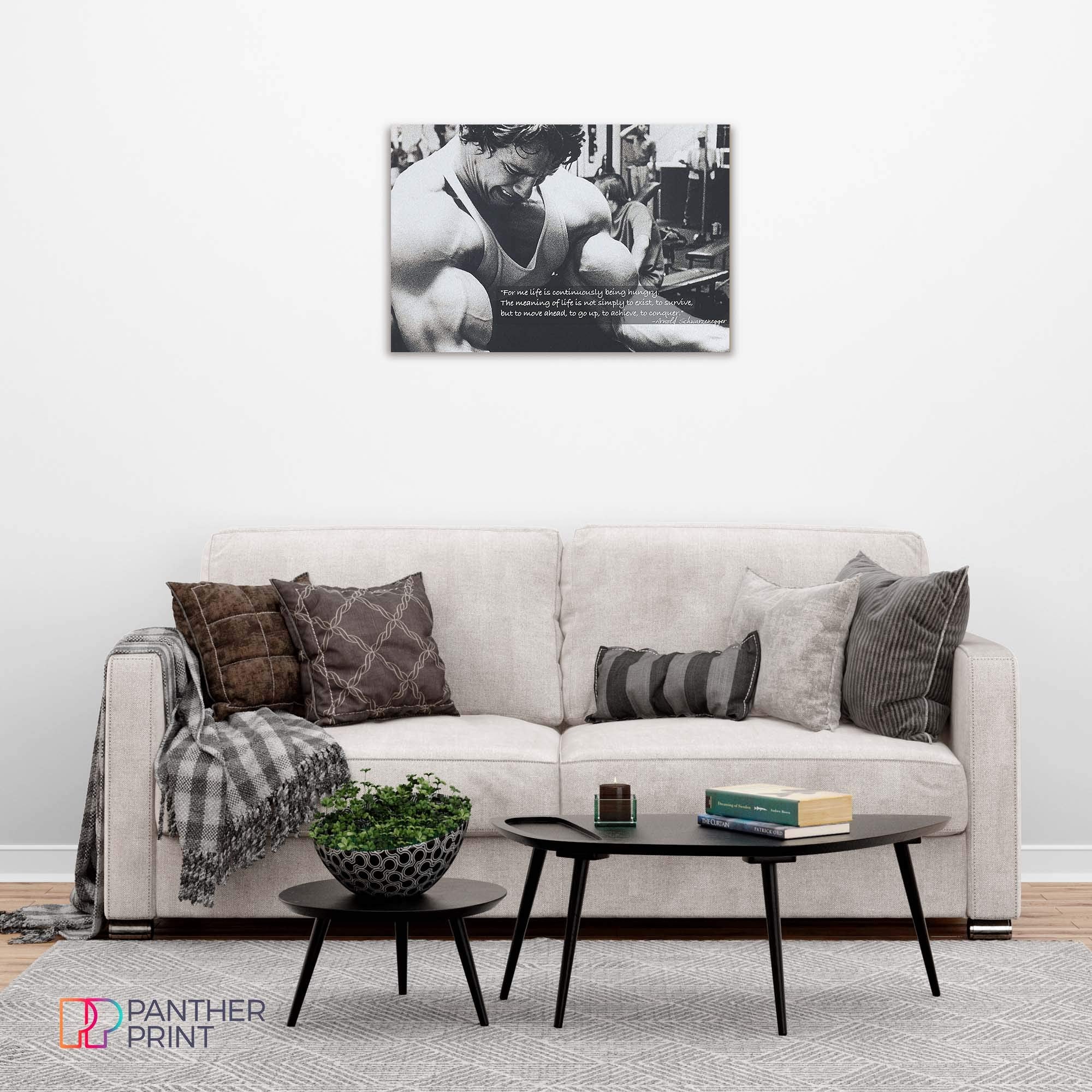 Panther Print, Large Canvas Wall Art, Arnold Schwarzenegger Bodybuilding Quote, Beautiful Living Room, Bedroom And Gym Framed Ar