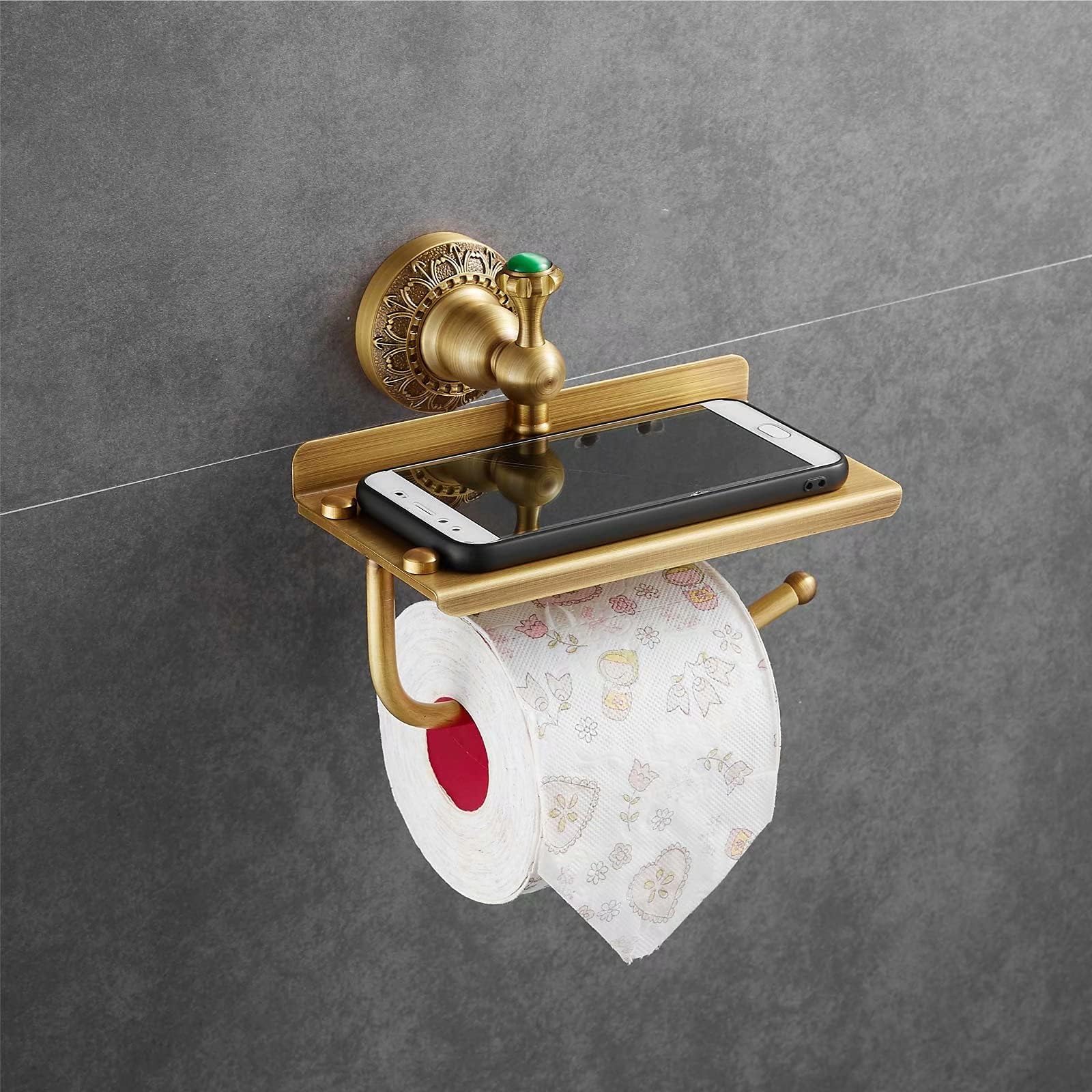 Beelee Bathroom Tissue Holder/Toilet Paper Holder Solid Brass Wall-Mounted Toilet Roll Holder, Toilet Paper Tissue Holder With M