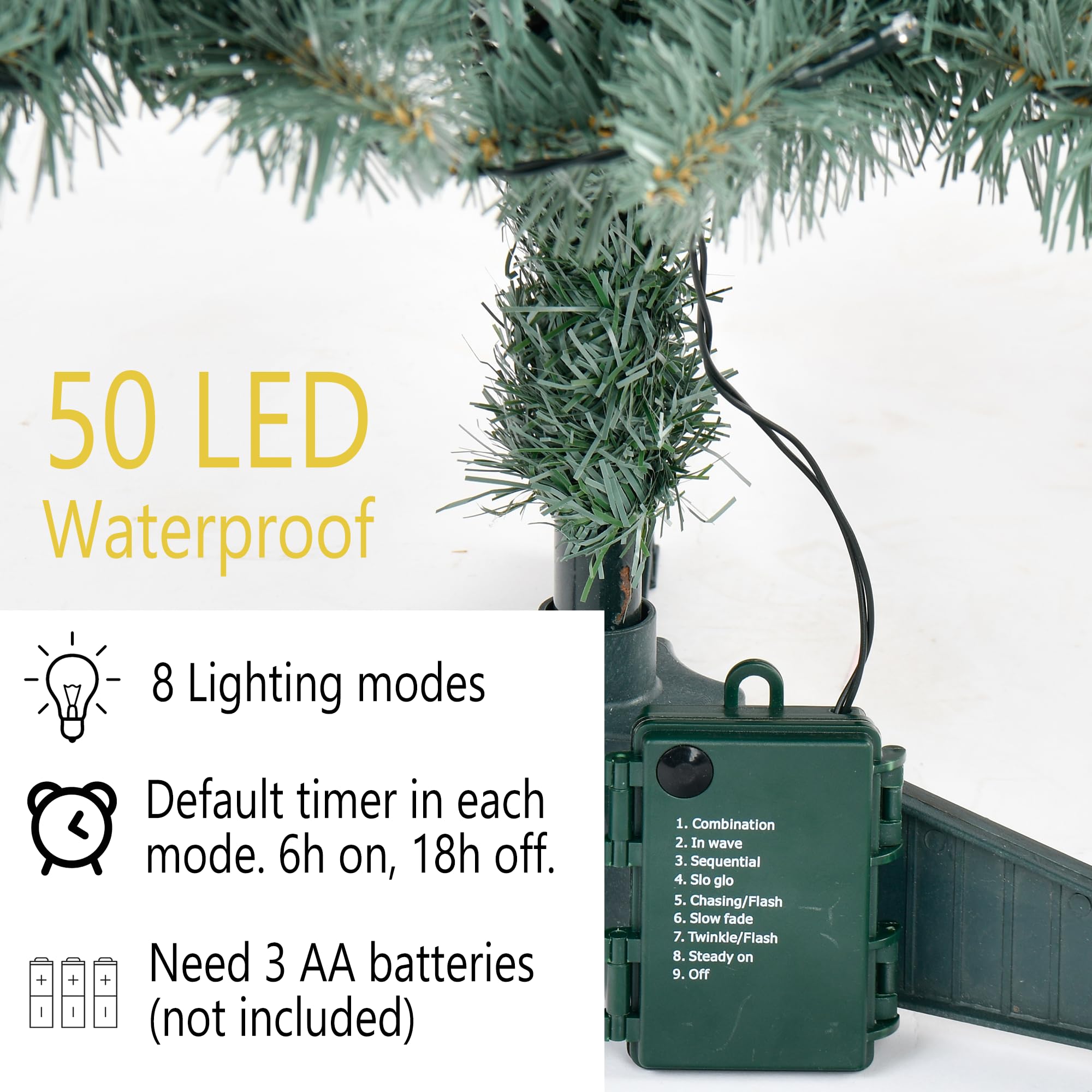 Pre-Lit Artificial Christmas Tree 3Ft, Battery Operated Desktop Xmas Tree with 50 LED 160 Branch Tips Mini Christmas Tree Decora