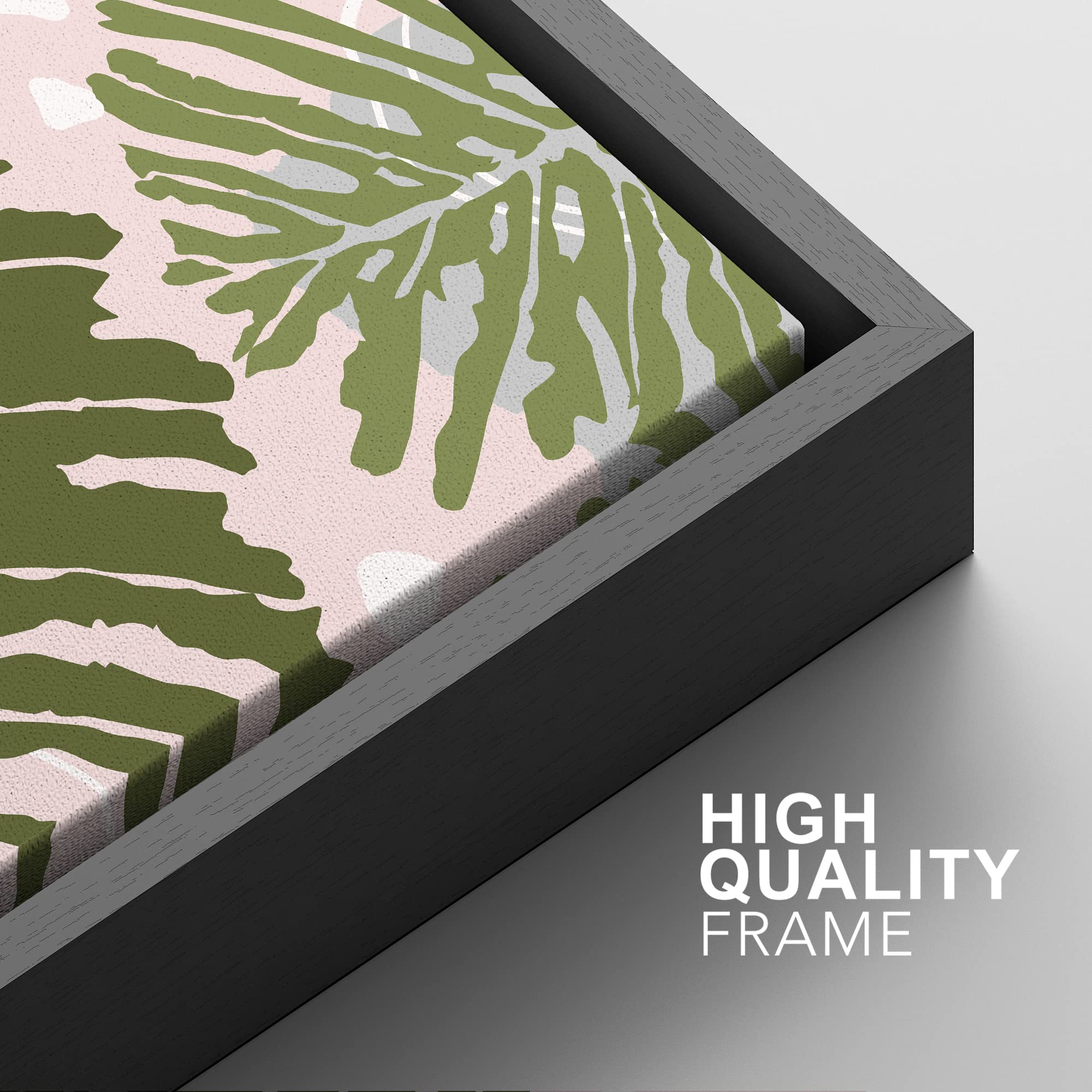 Signford Framed Canvas Print Wall Art Set Mid-Century Tropical Jungle Leaf Collage Abstract Shapes Illustrations Modern Art Deco