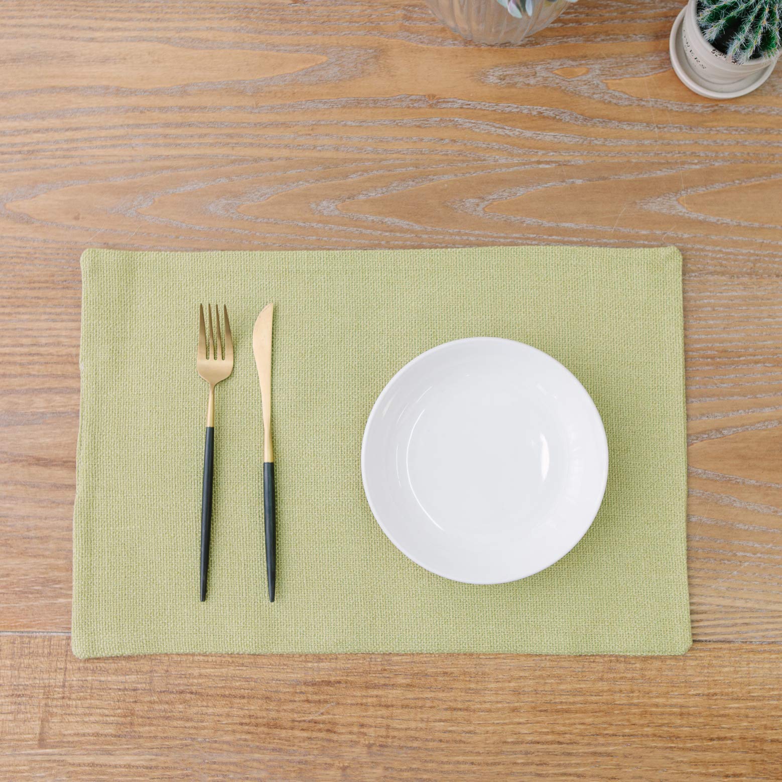 Natus Weaver Set Of 4,Soft Caddice Faux Linen 2 Side Place Mats Heat Resistant Dining Table Place Mats Kitchen Table Mats 12 X 1